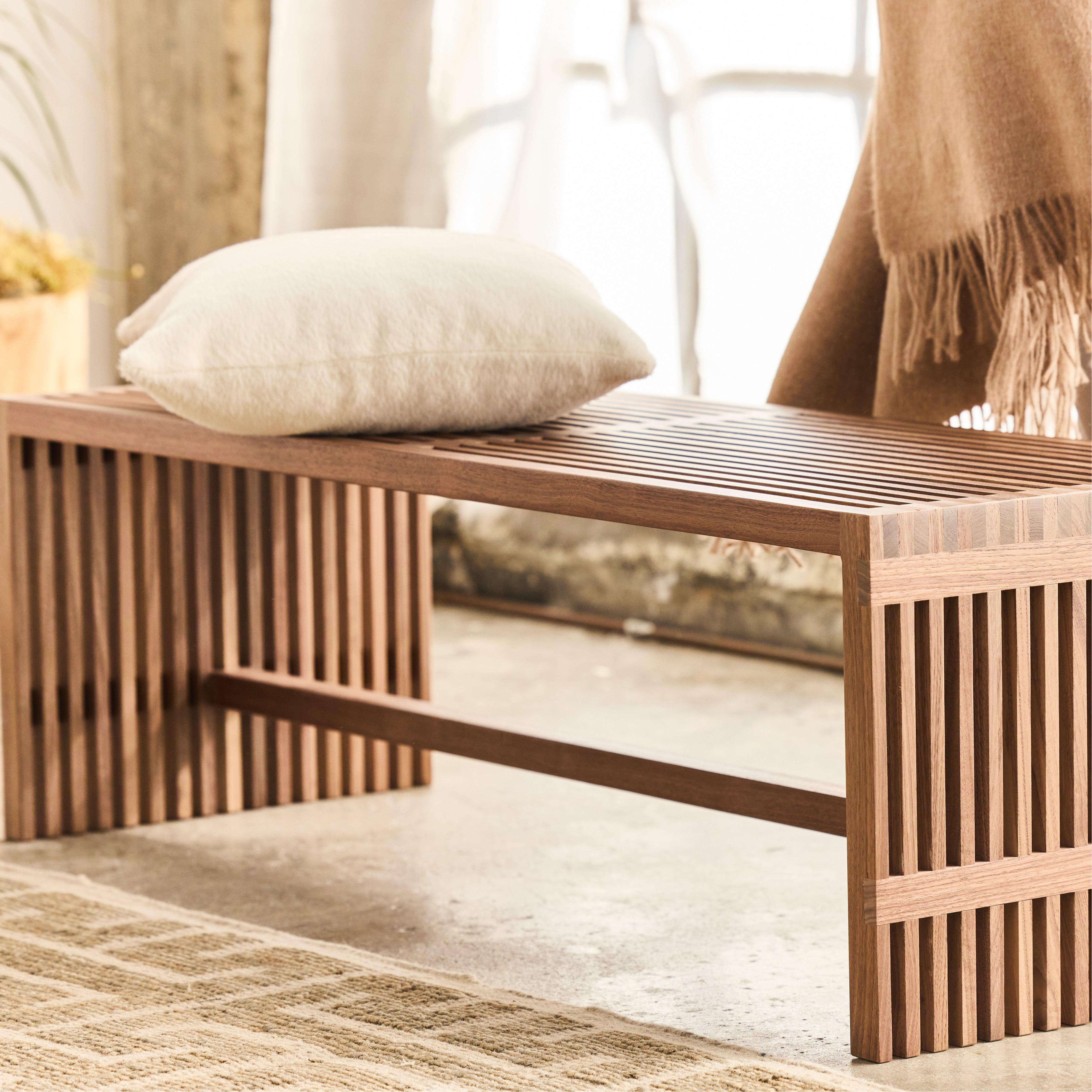Sustainable Zero Waste Slatted Bench - Eco-Friendly Wooden Outdoor Seating for Patio, Garden, and Backyard Decor | Perfect for Relaxing, Entertaining, and Green Living Spaces