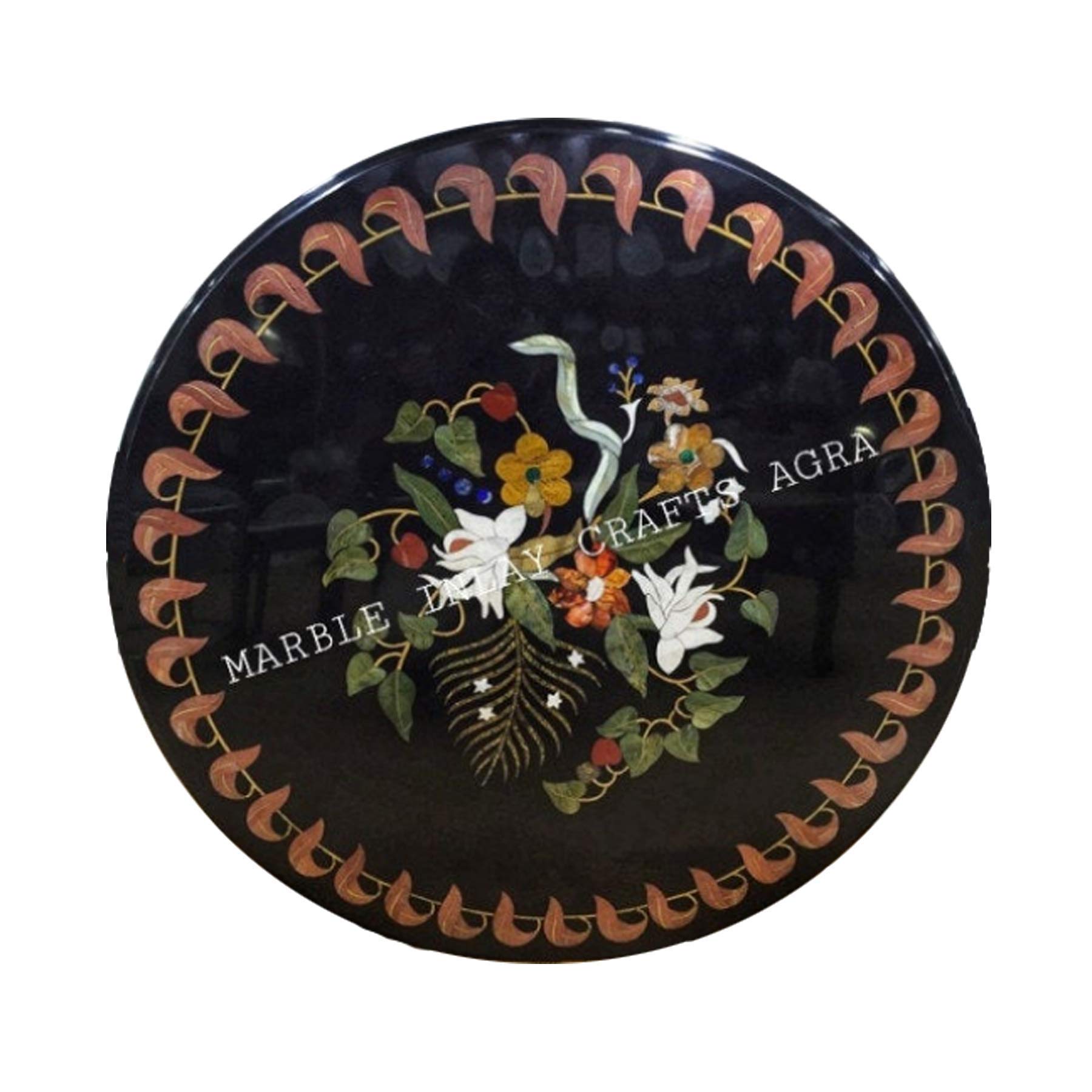 Handcrafted Marble Dining Table Top with Floral Inlay Art - Elegant Centerpiece for Home & Office Decor | Perfect for Dining Rooms, Living Rooms & Event Spaces