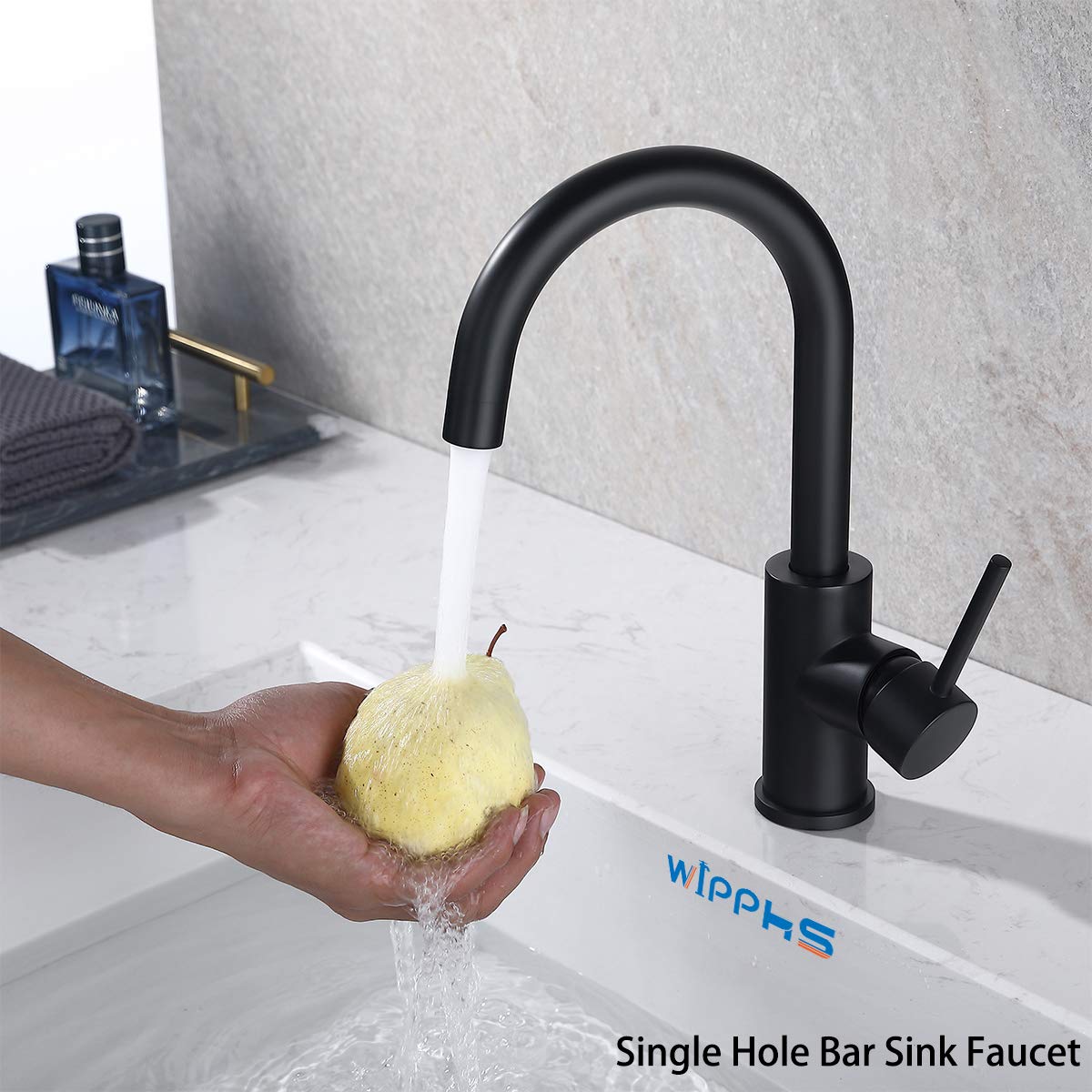 WiPPhs Matte Black Single Hole Bar Sink Faucet - Modern 1-Handle Mini Kitchen Faucet for Wet Bars, Small Sinks & Compact Spaces - Perfect for Home Bars, RV Kitchens & Office Break Rooms