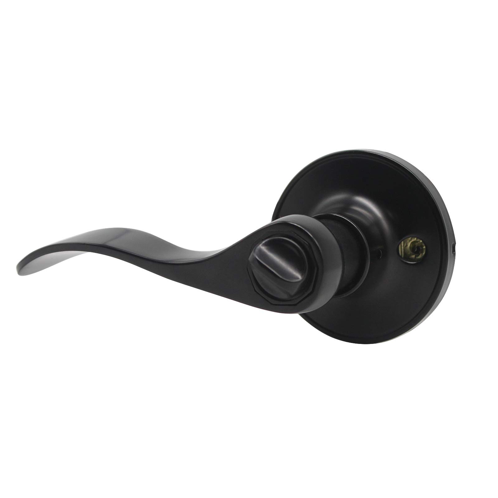 Gobrico 6-Pack Matte Black Privacy Door Levers for Bedroom & Bathroom - Interior Drop/Wave Handles with Keyless Lock - Universal Design for Left/Right Handed Doors - Perfect for Home, Apartment, and Office Privacy Needs