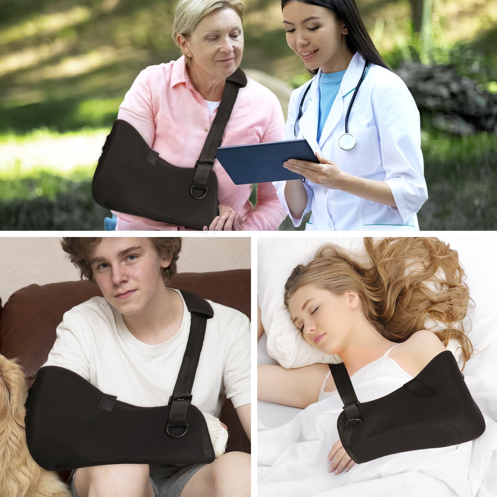 **Breathable Shoulder Sling with Waist Strap - Adjustable Arm Immobilizer for Shoulder Surgery, Rotator Cuff Tear & Wrist Injury - Left/Right Arm Support for Men & Women - Post-Surgery Recovery & Daily Comfort**    *(Ideal for post-surgery healing, sports injuries, and daily mobility support.)*