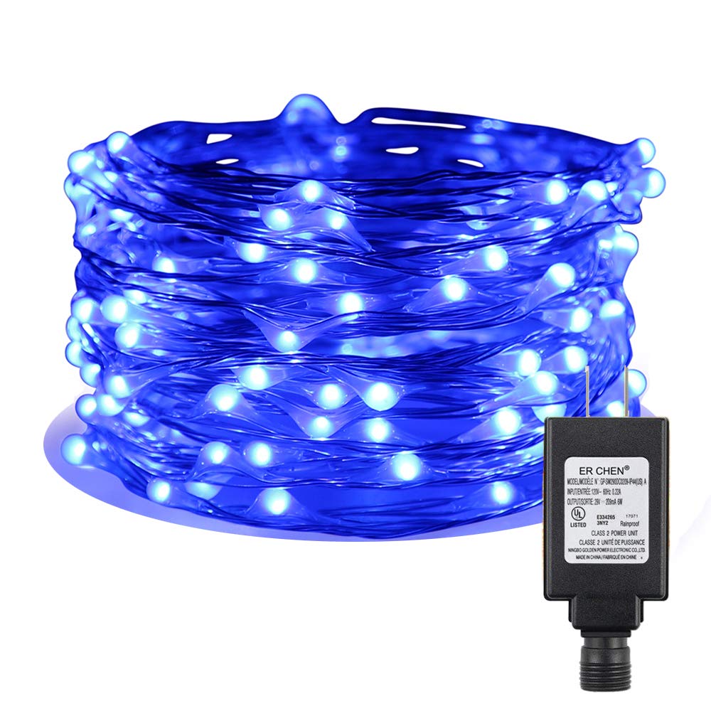 Fairy Lights Plug in - 33ft/10m Silver Coated Copper Wire with 100 LED Starry String Lights for Indoor Outdoor Decor - Perfect for Bedroom, Patio, Garden, Party & Christmas Tree (Blue) - Create Magical Ambiance for Weddings, Holidays and Home Decor