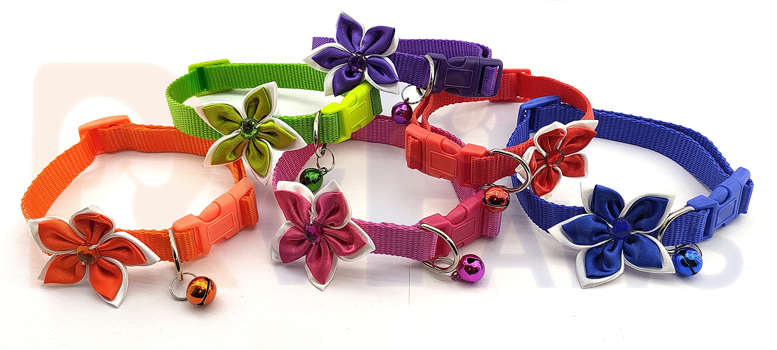 RvPaws Adjustable Dog Collar with Bell & Bow Tie - Cute Safety Collars for Small Dogs & Puppies, Flower Design Pet Collar for Cats (15mm, Purple) - Perfect for Daily Walks, Grooming & Pet Fashion Accessories