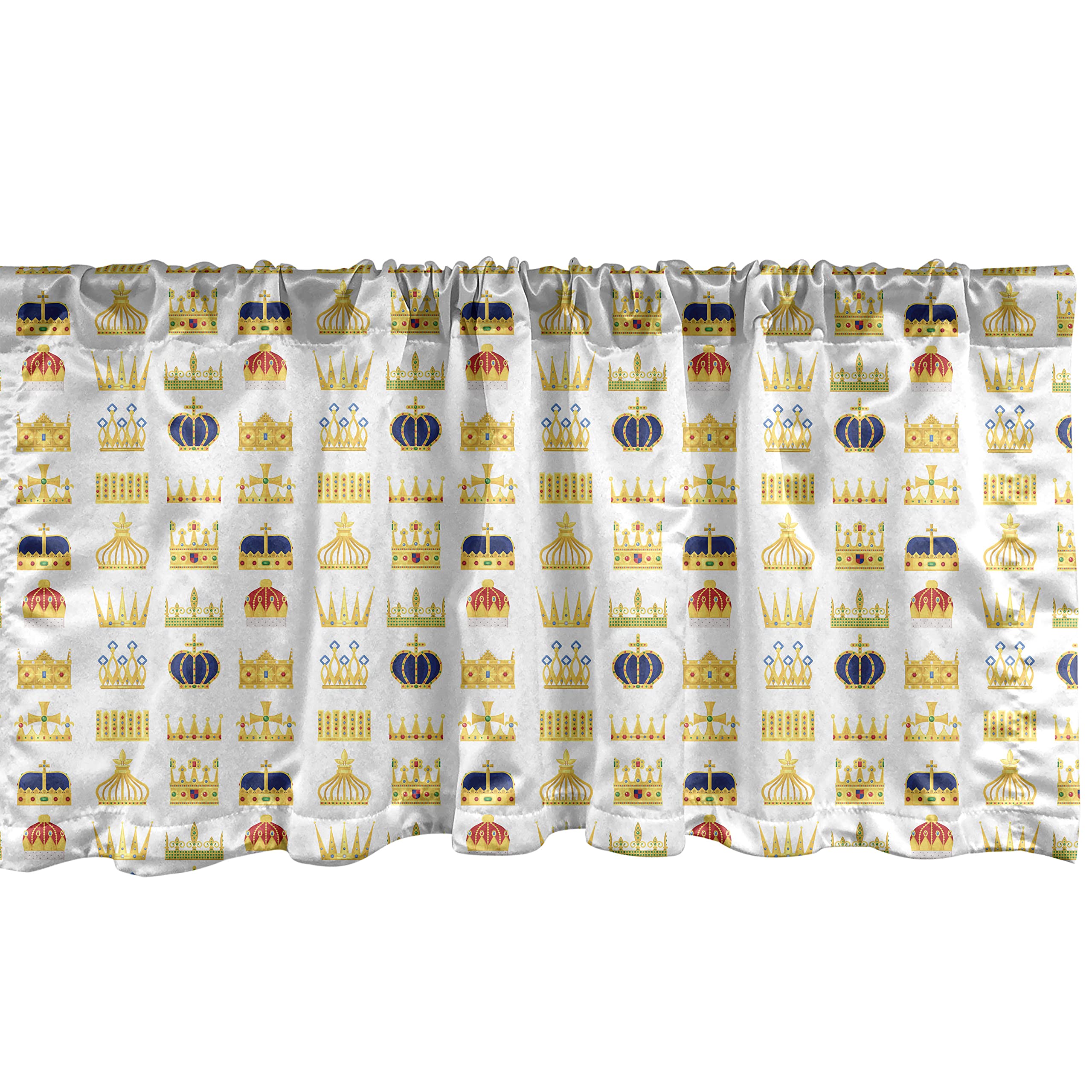 Ambesonne Hipster Window Valance - Royal Crowns Kings & Queens Nobility Insignia Design - 54
