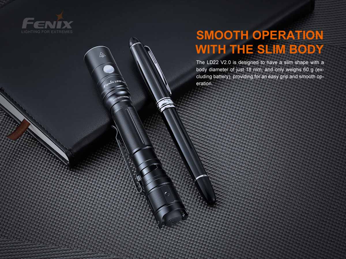 Fenix LD22 V2.0 Tactical Flashlight - 300 Lumens, Waterproof LED Torch for Camping, Hiking, Emergency & Outdoor Adventures
