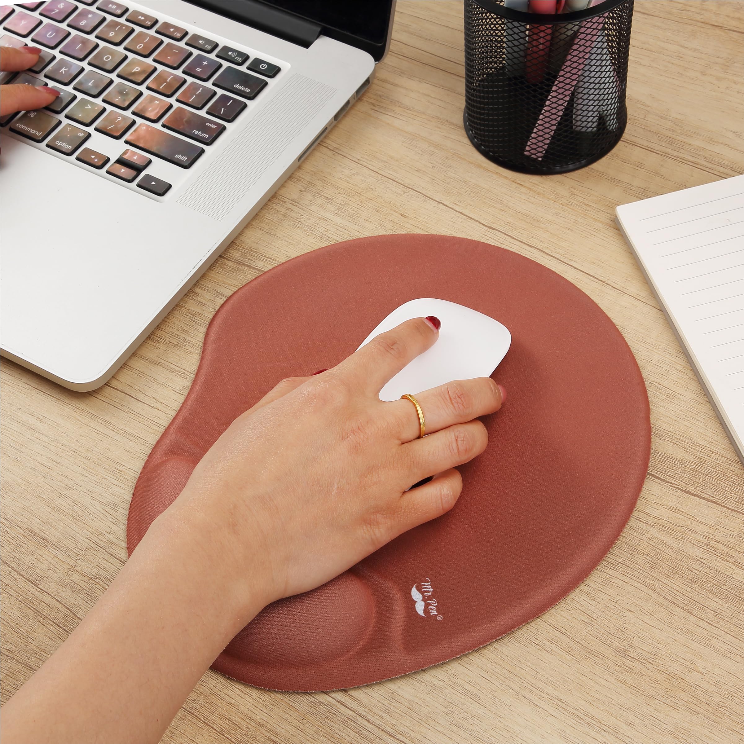 Ergonomic Mouse Pad with Wrist Support - Comfortable Gel Cushion for Office & Gaming - Brown (Mr. Pen) | Perfect for Long Computer Work Sessions, Typing & PC Gaming