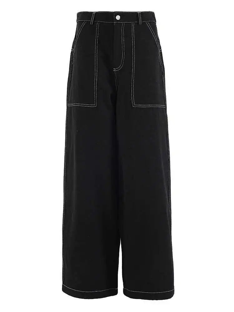 Stylish Big Size Denim Jacket & Wide Leg Pants Two-Piece Suit for Women - 2025 Spring Autumn Fashion Trend with Lapel Design - Perfect for Casual Outings, Office Wear & Street Style