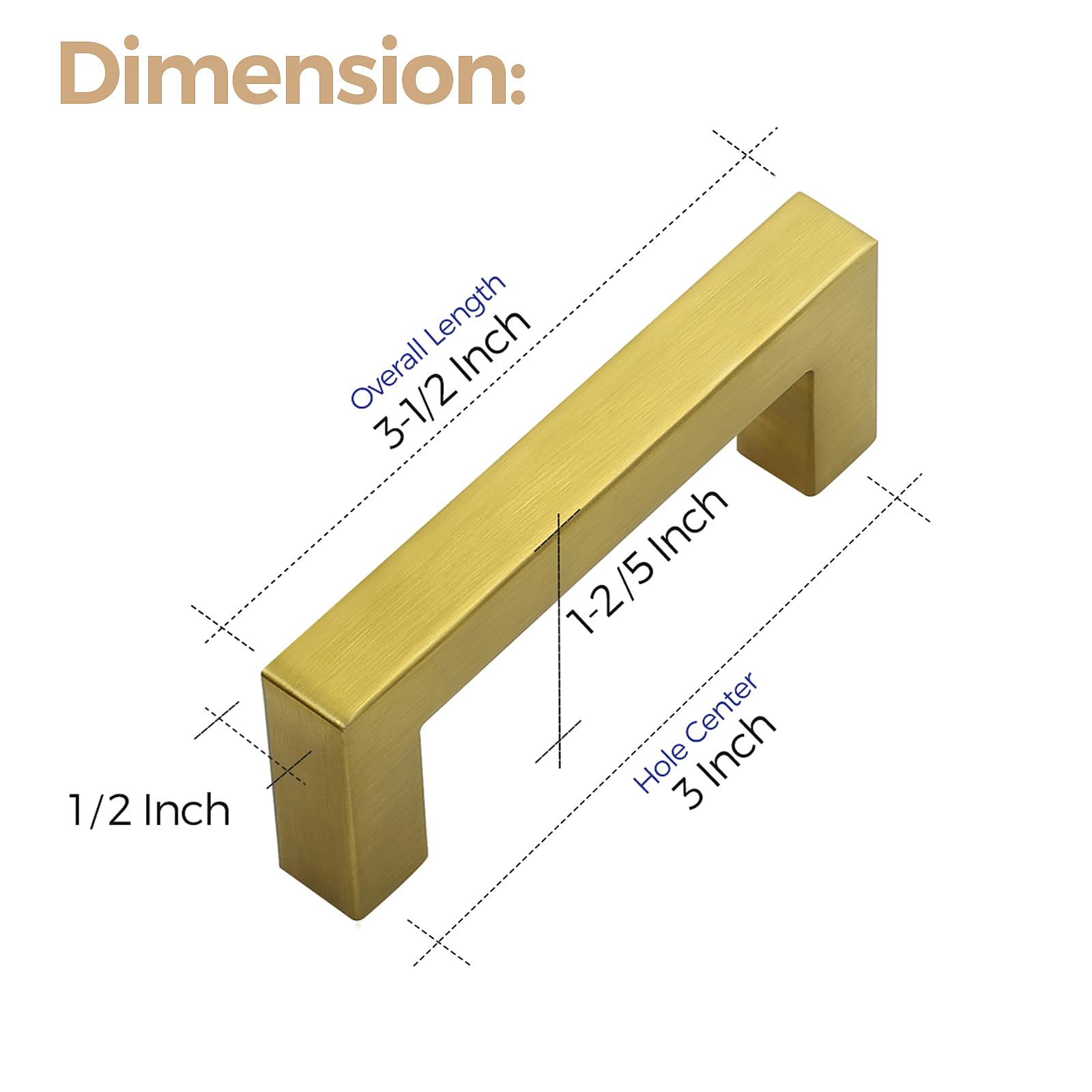 Ravinte 50 Pack 3 Inch Brushed Brass Square Cabinet Handles & Drawer Pulls - Durable Kitchen Cabinet Hardware for Cabinets, Cupboards, Drawers - Perfect for Home, Office, and Restaurant Renovation