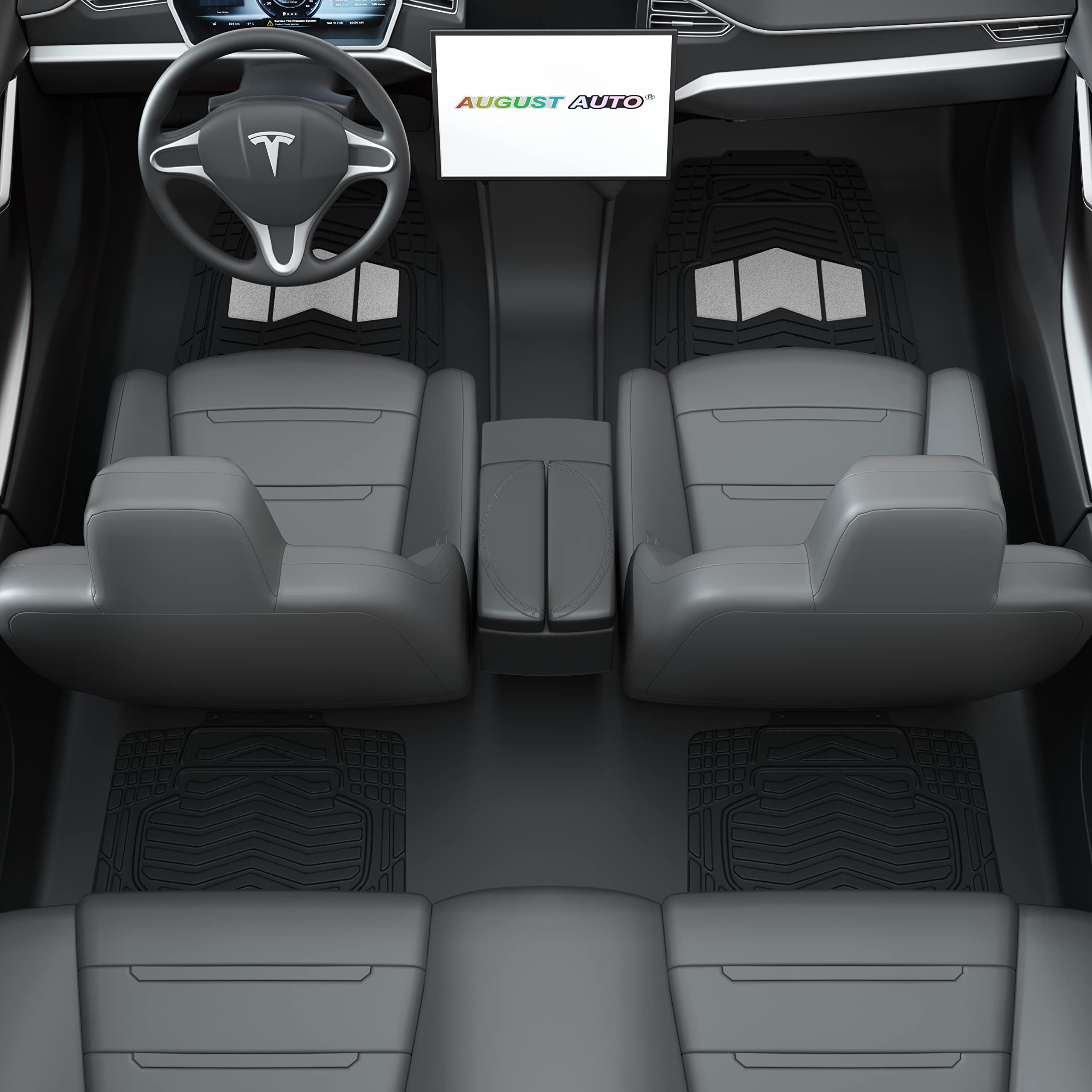 Premium All-Weather Heavy Duty Rubber Car Floor Mats - Universal Fit for Sedans, SUVs, Trucks & Vans (4-Piece Set, Black/Silver) | Durable Protection Against Dirt, Mud & Spills - Perfect for Daily Commute, Road Trips & Outdoor Adventures