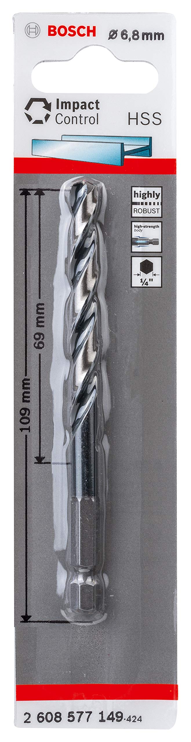 Bosch Professional Impact Control HSS Twist Drill Bit Set - 6.8x69x109mm Metal Drill Bits for Impact Drills - Perfect for Metalworking, Construction & DIY Projects