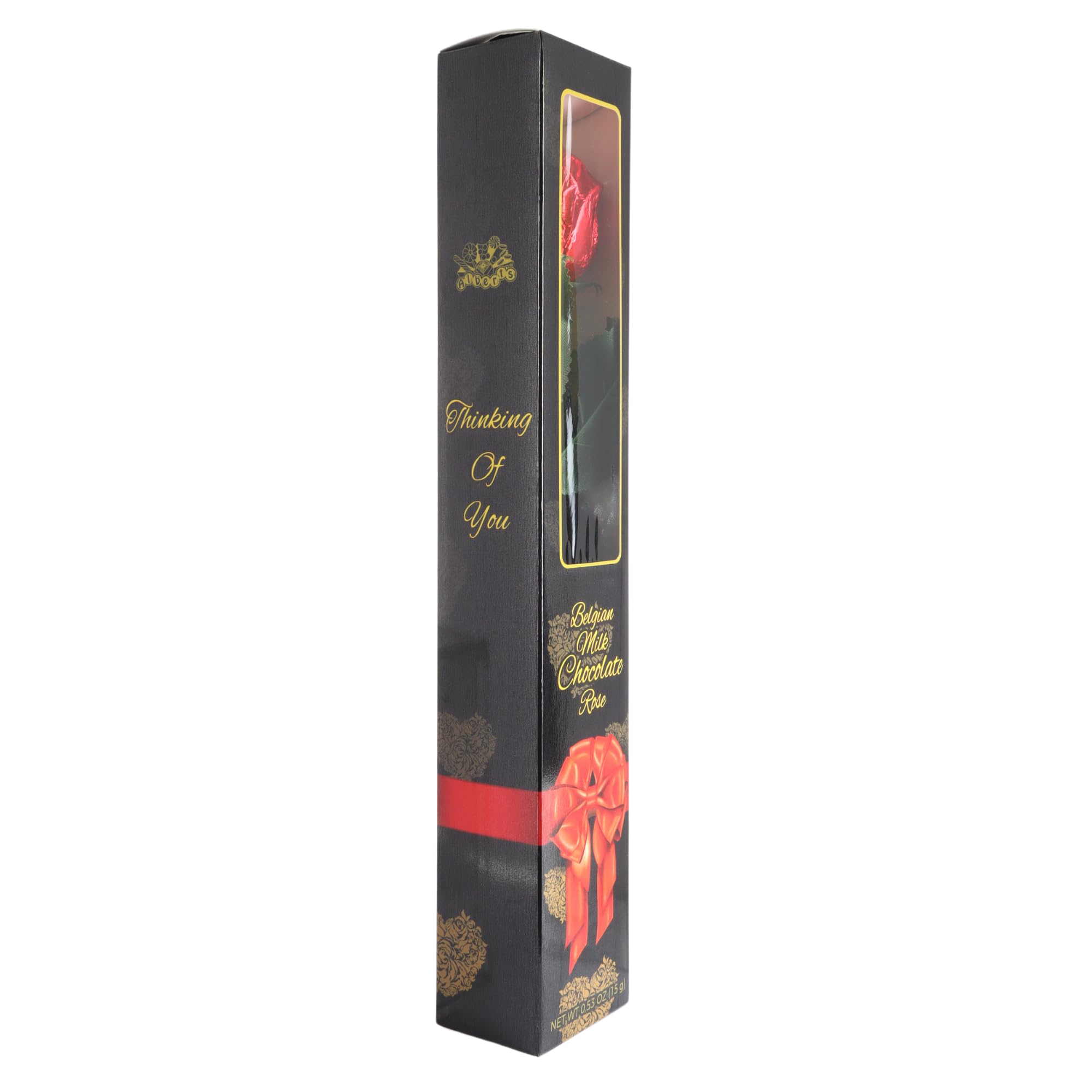 Single Long-Stemmed Milk Chocolate Candy Rose 0.63 oz (18g) - Elegant Edible Chocolate Flower Gift for Valentine's Day, Anniversary & Romantic Occasions