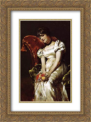 William Merritt Chase Floral Art Print - 18x24 Inch Gold Ornate Framed Museum Quality Painting with Double Matting | Perfect for Girls' Room Decor, Nursery Wall Art & Vintage Home Aesthetics