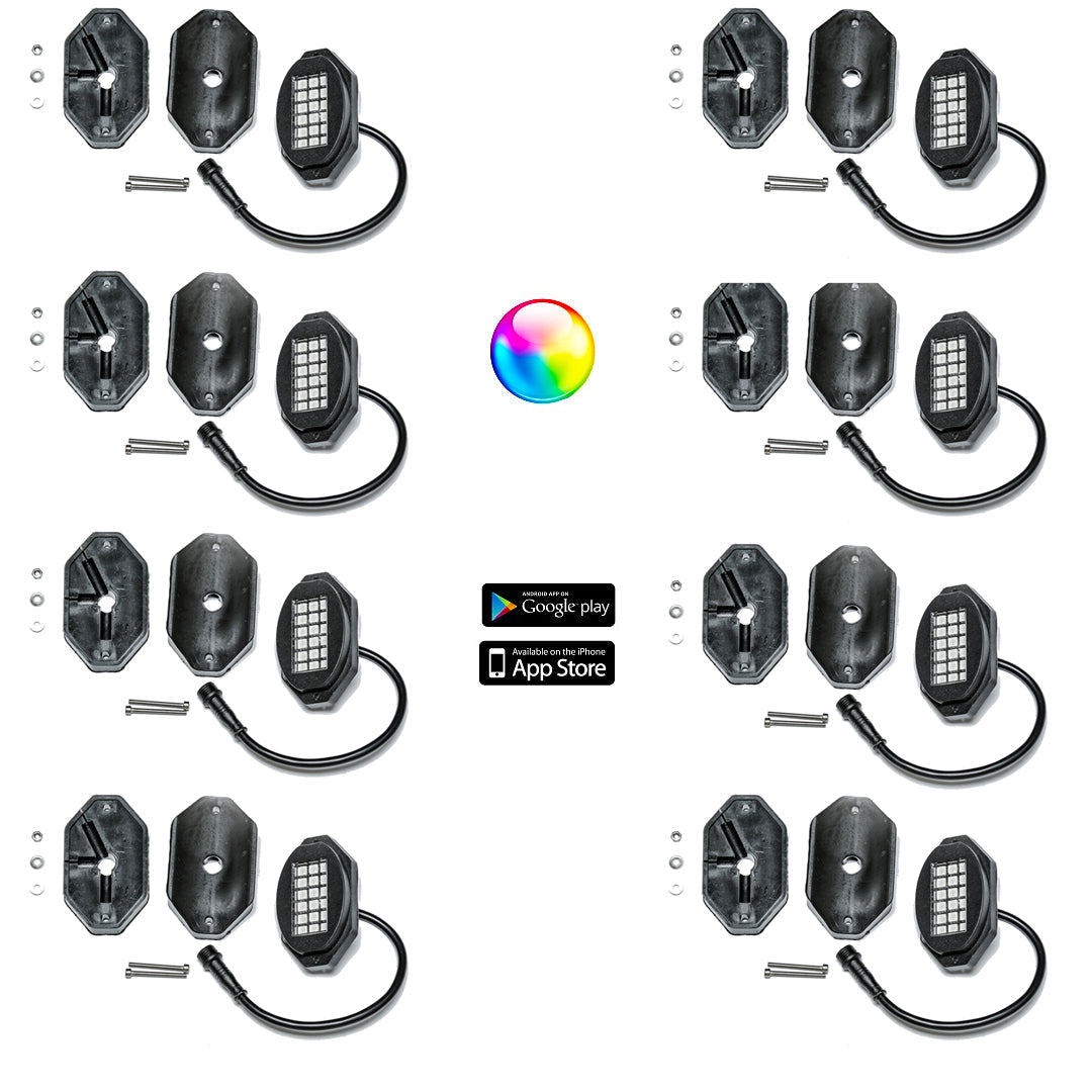 5150 Whips 187 Style Rock Lights with Control Harness - Off-Road LED Underbody Lighting for Trucks, Jeeps & ATVs - Waterproof, Multi-Color Customization for Night Driving & Car Shows