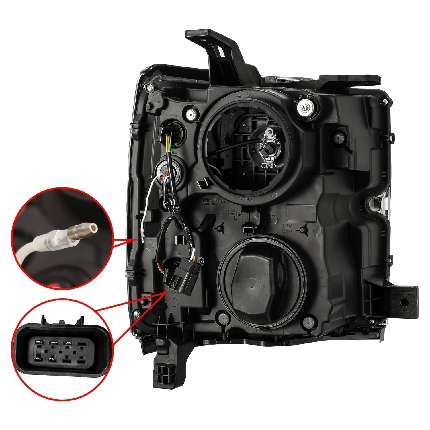 15-19 Chevrolet Silverado 2500HD/3500HD PRO Series Halogen Projector Headlights - Jet Black - Upgrade Your Truck's Night Visibility for Off-Road & Towing