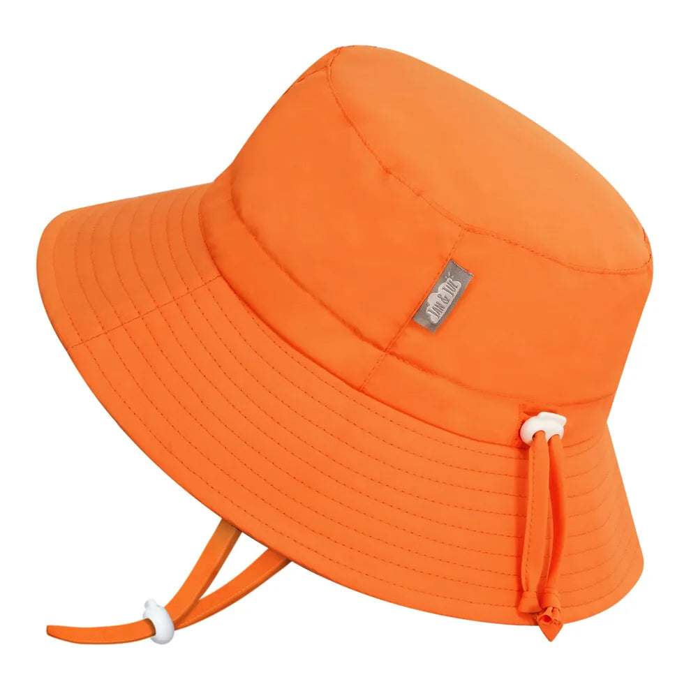 Jan + Jul Aqua Dry Bucket Sun Hat for Women & Men - UPF 50+ UV Protection, Waterproof & Quick-Drying, Bright Orange - Perfect for Beach, Pool, Hiking & Outdoor Activities