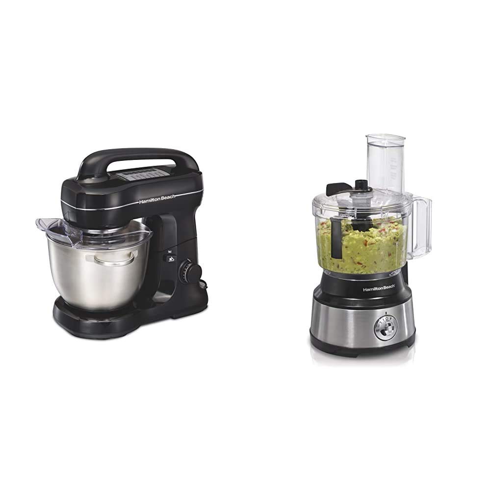 Hamilton Beach Stand Mixer & Food Processor Bundle - 7-Speed Mixer & 3-Cup Food Processor for Baking, Chopping & Pureeing | Perfect for Home Kitchen, Baking Cookies & Meal Prep