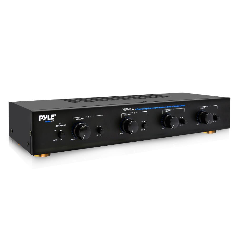 4-Channel Stereo Speaker Selector Switch - Multi-Room Audio Distribution System for Home Theater, Office, and Outdoor Entertainment
