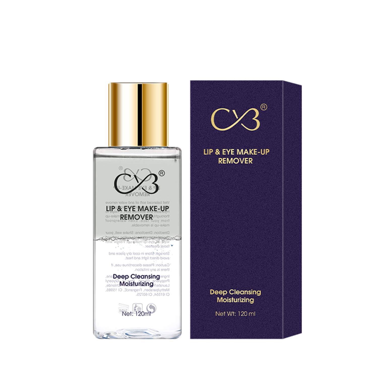 CVB MR-501 Gentle Lip & Eye Makeup Remover - Deep Cleansing Formula with Glycerin for Hydrated Skin | Effectively Removes Waterproof Makeup & Impurities | 120ml (Shade 02) | Perfect for Daily Makeup Removal & Skincare Routine
