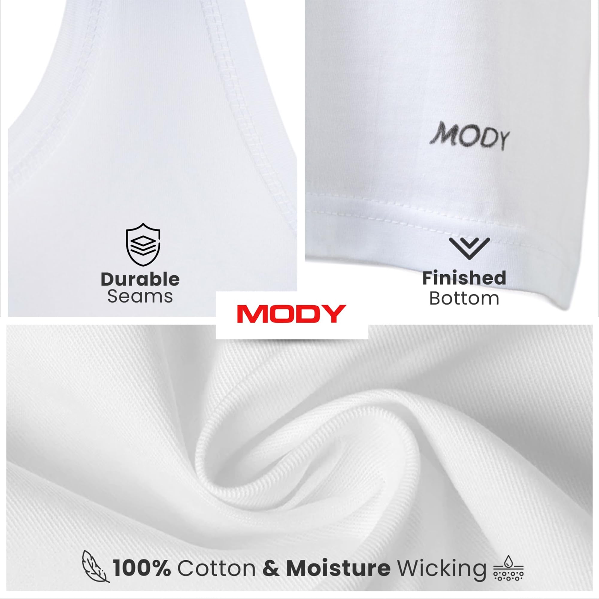 **Mody Men's Cotton Tank Tops - Ultra Soft & Breathable Undershirts, Pack of 2 - Perfect for Gym, Workout & Casual Wear**