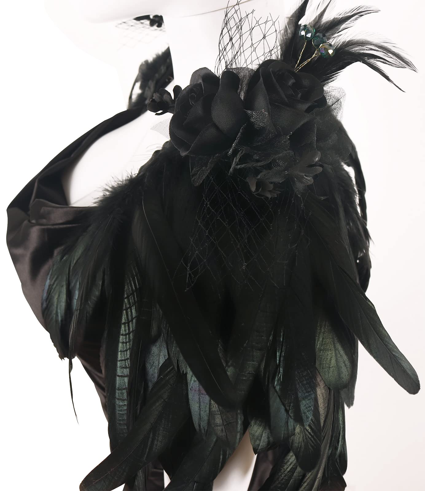 HOMELEX Feather Shoulder Pads with Wings - Women's Feather Harness Costume for Carnival, Masquerade Ball, Raven Cosplay & Halloween Party Accessories | Perfect for Costume Parties, Cosplay Events, and Theatrical Performances
