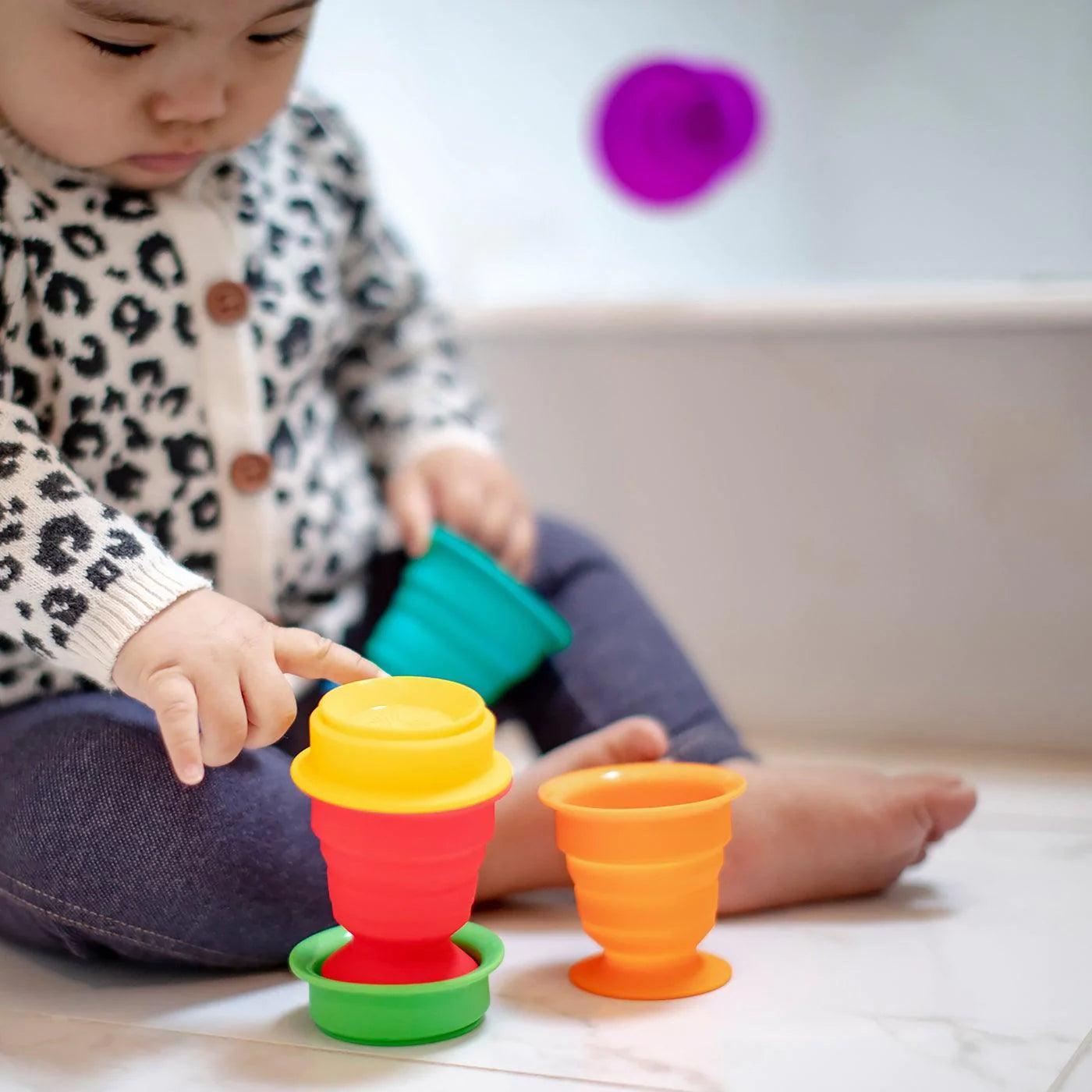 Baby Einstein Stack & Squish Cups™ - 6-Piece Sensory Stacking Toy Set for Toddlers, Early Learning Developmental Toys with Textured Surfaces - Perfect for Bath Time, Beach Play & Indoor Educational Activities