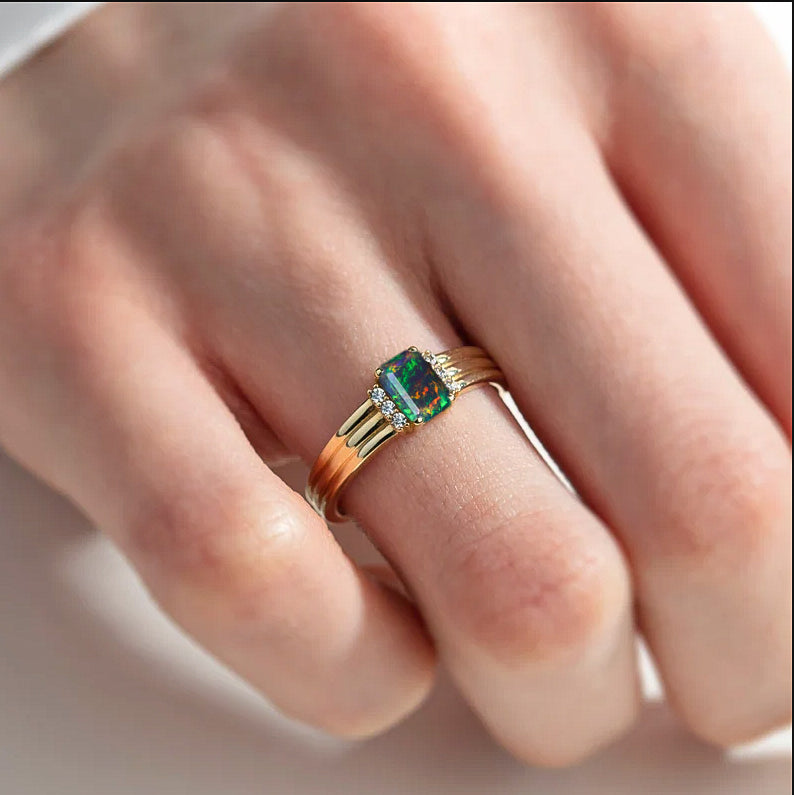 Black Opal Gemstone Ring for Women - Elegant Handmade Jewelry Gift for Her - Perfect for Birthdays, Anniversaries & Special Occasions