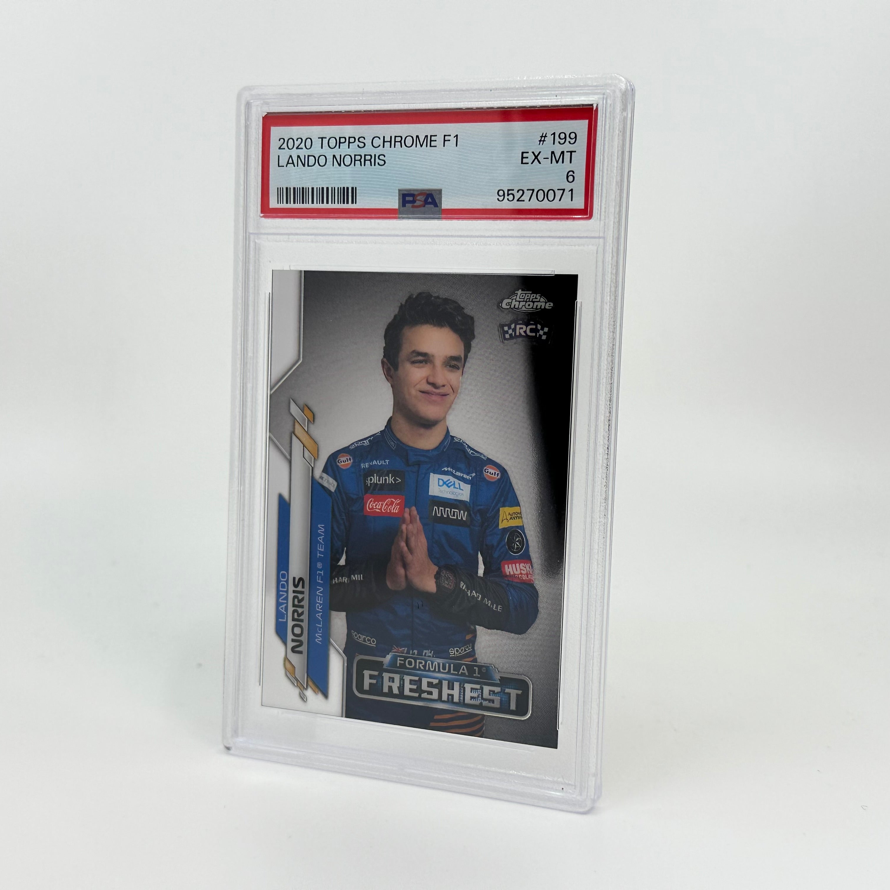 2020 Topps Chrome F1 Lando Norris #199 PSA 6 Rookie Card - Perfect for F1 Collectors and Racing Fans Display