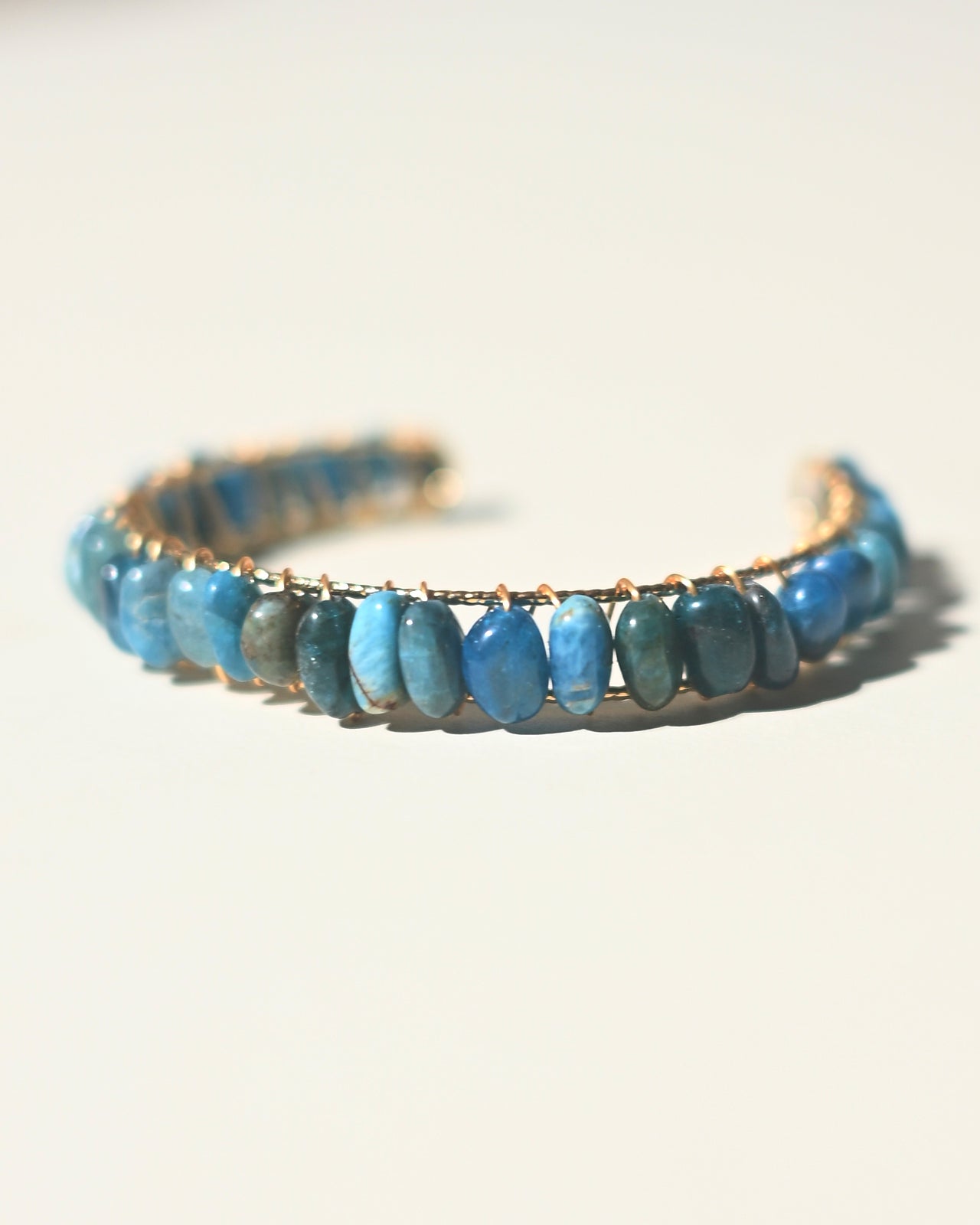 Blue Apatite Bangle Bracelet - Natural Gemstone Jewelry for Women - Perfect for Healing, Meditation & Spiritual Energy - Gift for Yoga Lovers & Crystal Enthusiasts