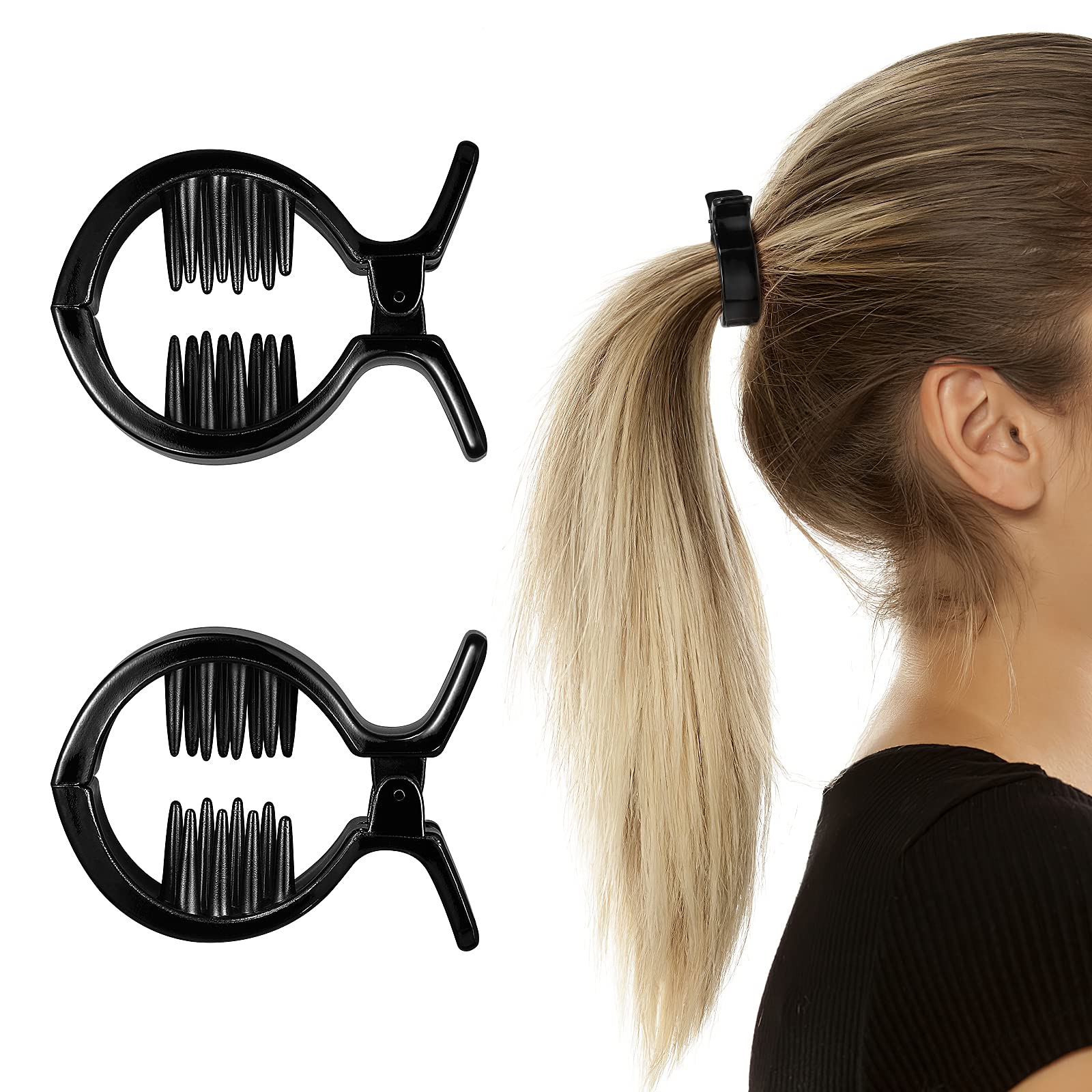 Beaupretty Large Hair Jaw Clips for Women - 2PCS Fish Hair Claw Clips, Ponytail Holder for Thick Hair - Perfect for Workouts, Office, and Everyday Styling