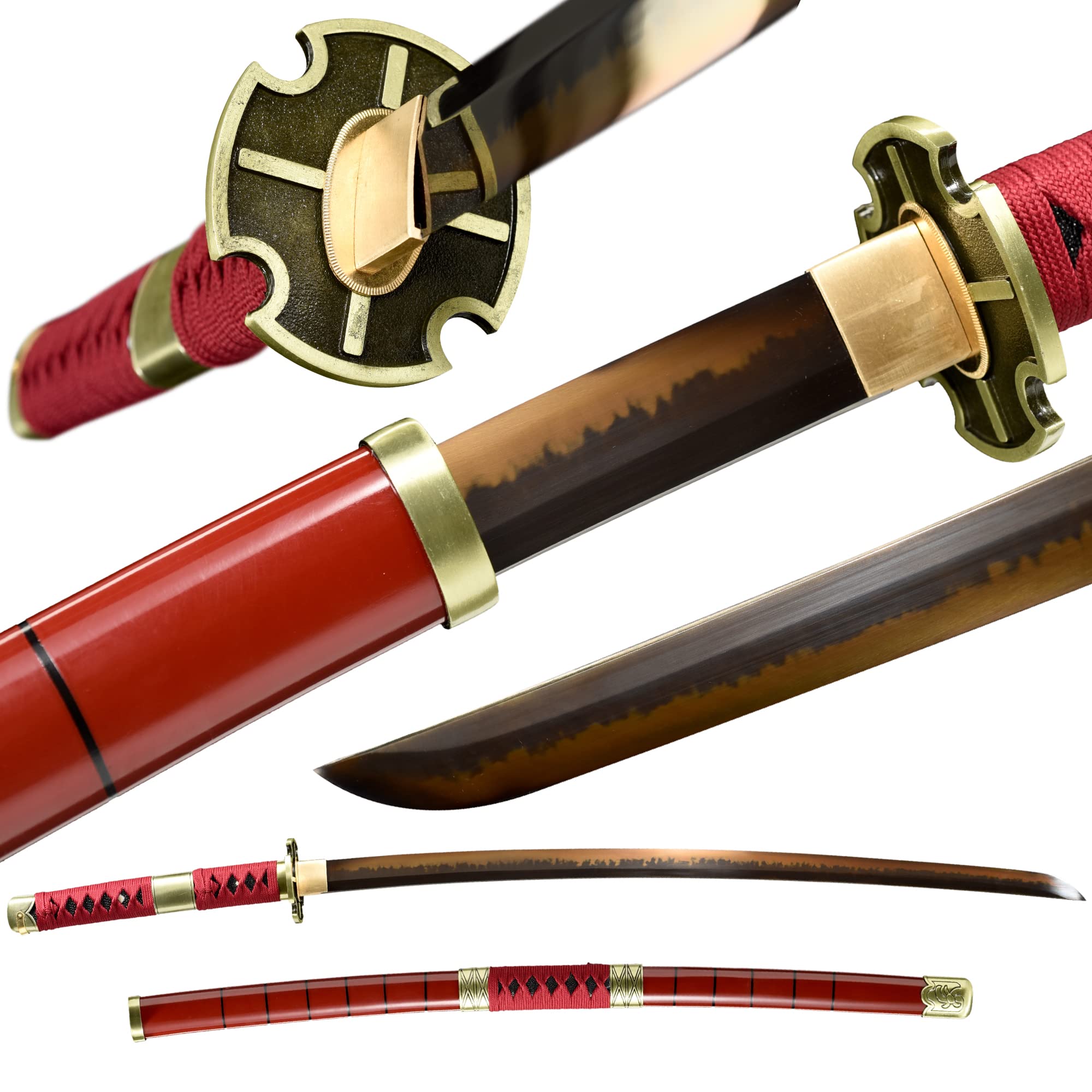 Authentic Roronoa Zoro Sandai Kitetsu Katana Replica - Handmade T10 Steel Clay Tempered Samurai Sword with Hamon | One Piece Anime Cosplay, Martial Arts Training & Japanese Sword Collection