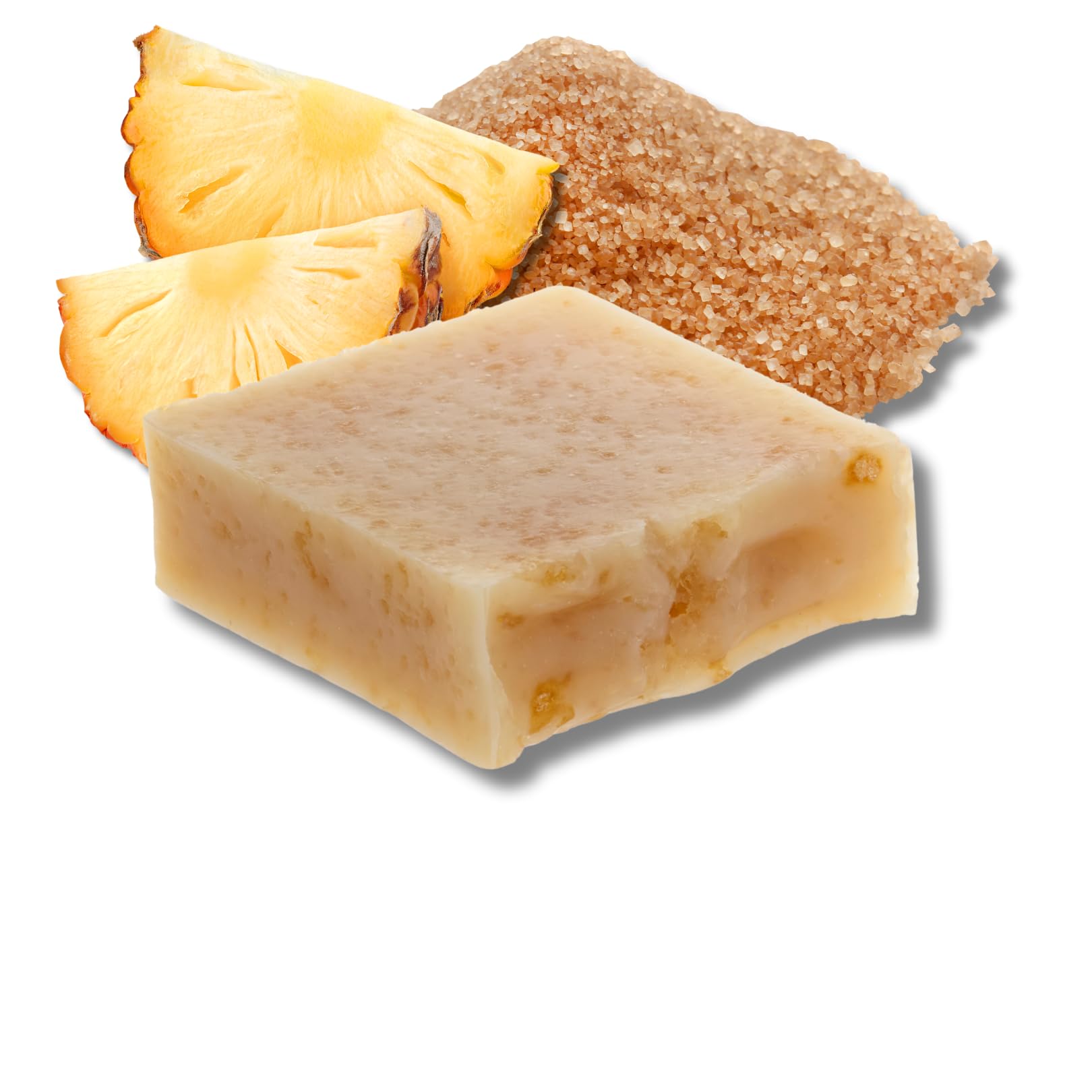 Natural Handmade Pineapple Brown Sugar Bar Soap with Coconut Oil, Shea Butter & Vitamin E for Healthy Glowing Skin | Moisturizing, Exfoliating & Aromatherapy | 4oz | Perfect for Dry Skin, Body Care & Relaxing Bath Time