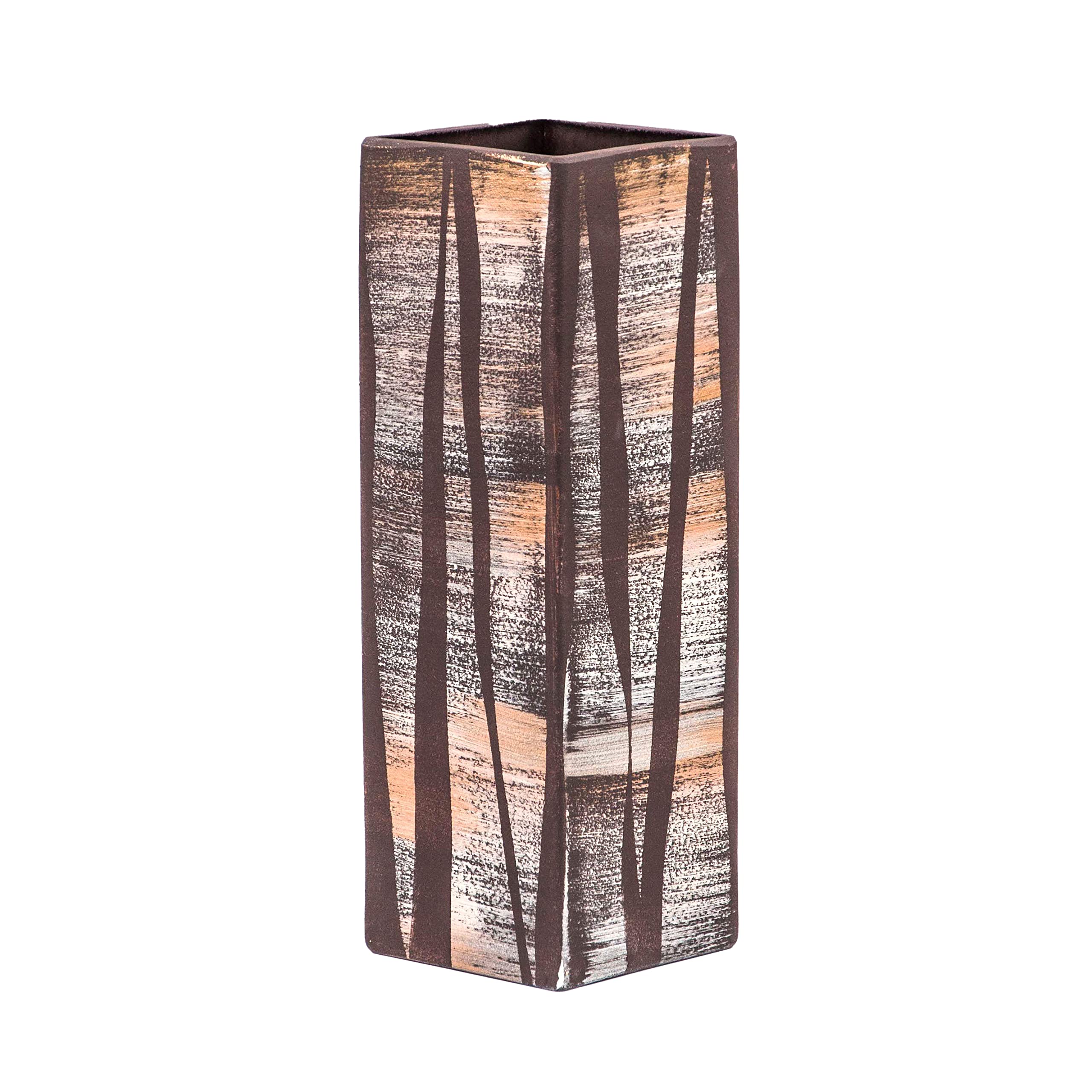 12 Inch Square Glass Vase for Flowers - Handcrafted Art Decor Table Centerpiece - Modern Home Decor & Interior Design - Perfect for Weddings, Living Room, Dining Table Decorations