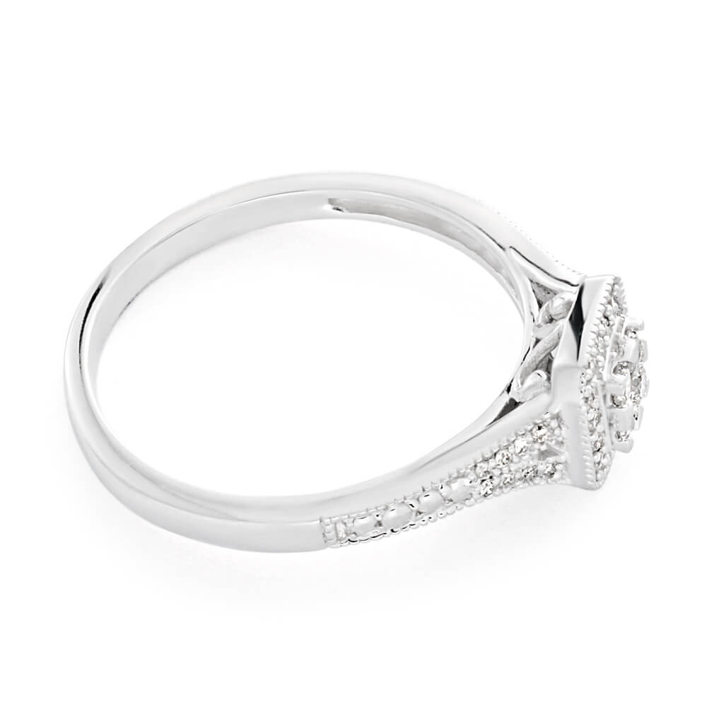 9ct White Gold Diamond Ring Set with 37 Diamonds - Elegant Wedding & Engagement Jewelry for Women - Perfect for Proposals, Anniversaries & Special Occasions