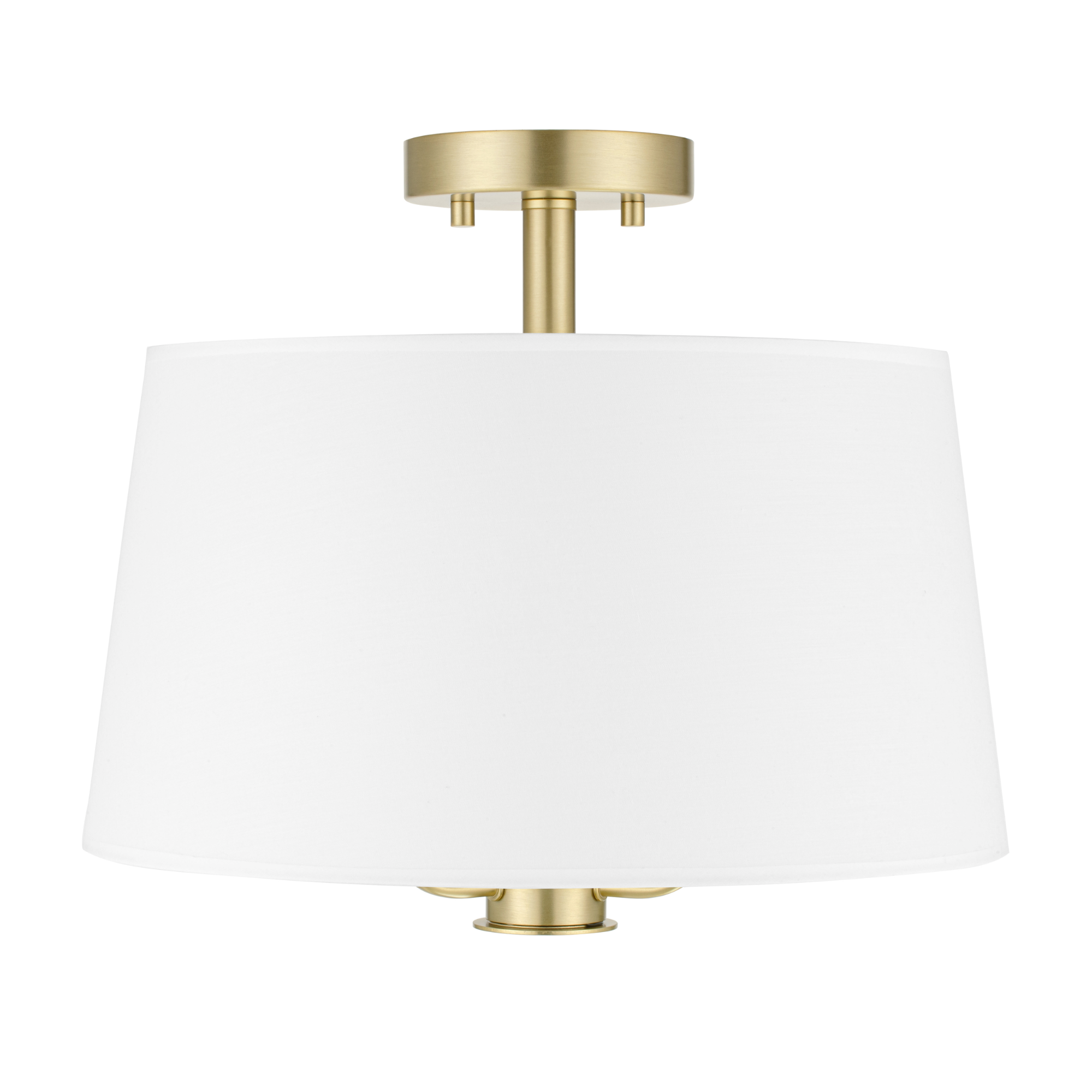 3-Light Billet Convertible Pendant/Semi-Flush Mount Ceiling Light Fixture - Brushed Gold Finish with Fabric Shades - Perfect for Dining Room, Kitchen Island or Bedroom Lighting
