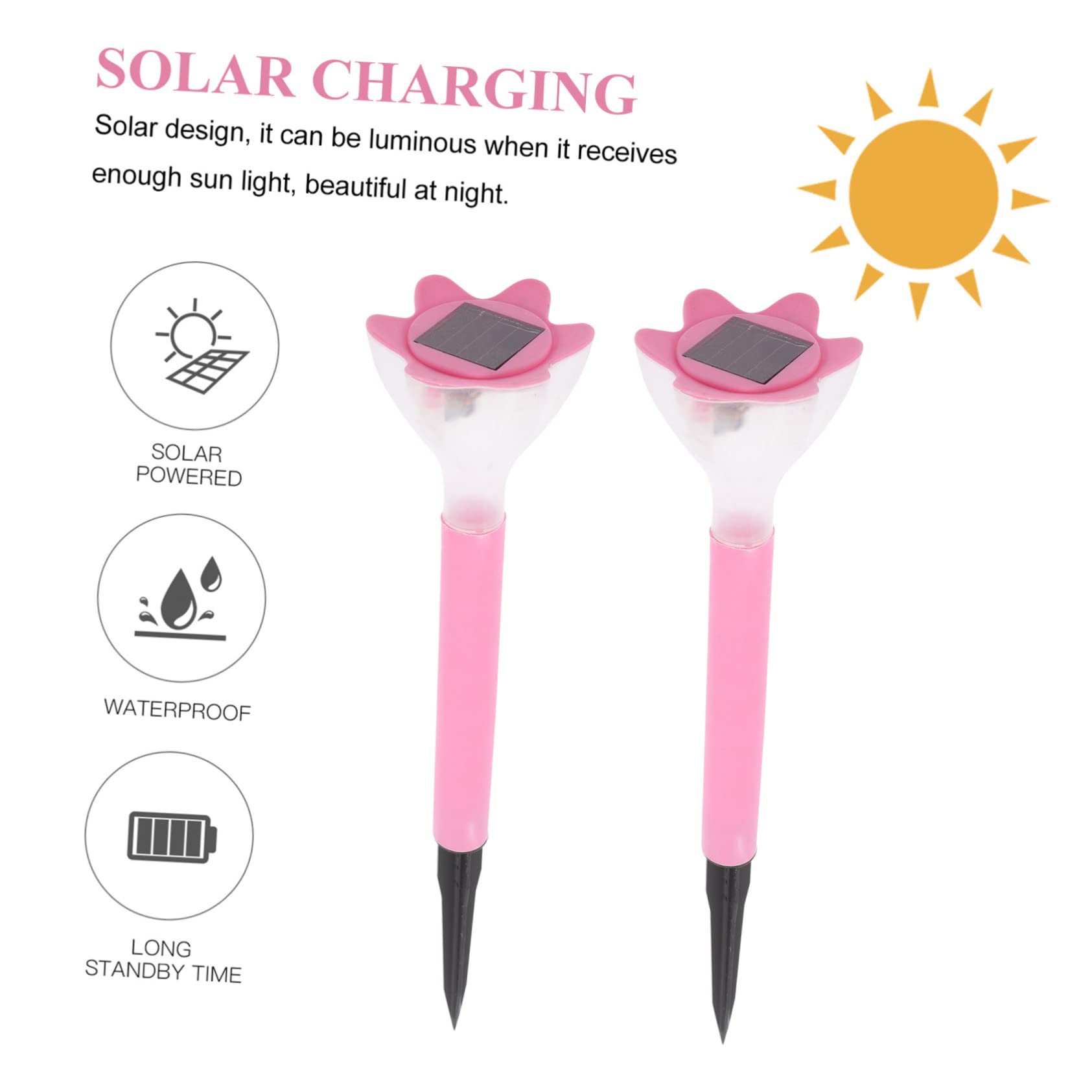 BESPORTBLE 2-Pack Solar Powered Outdoor Decorative Flower Lights - Waterproof LED Garden Lanterns for Patio, Yard, Pathway, and Landscape Lighting