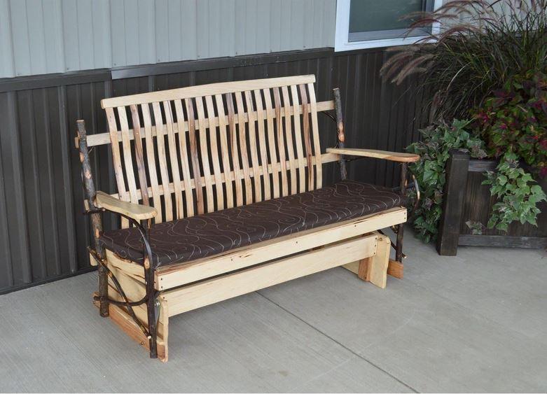 A & L Furniture Hickory Porch Glider - Outdoor Rocking Bench for Patio, Garden & Deck - Comfortable Swing Seat with Weather-Resistant Finish (Perfect for Relaxing, Reading & Enjoying Nature)