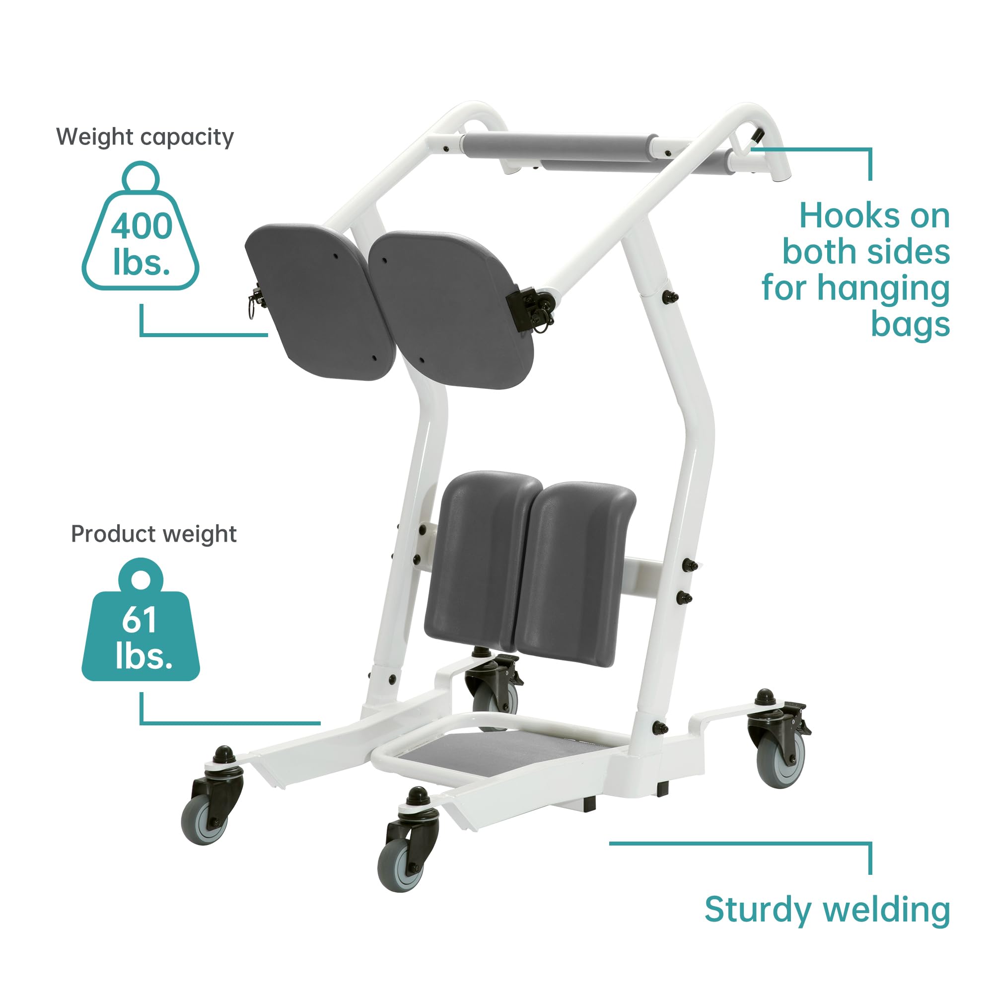 ELENKER Stand Assist Lift - 400 lbs Capacity Sit to Stand Patient Lift for Elderly & Disabled - Home Mobility Aid for Safe Transfer, Bathroom & Bedroom Use