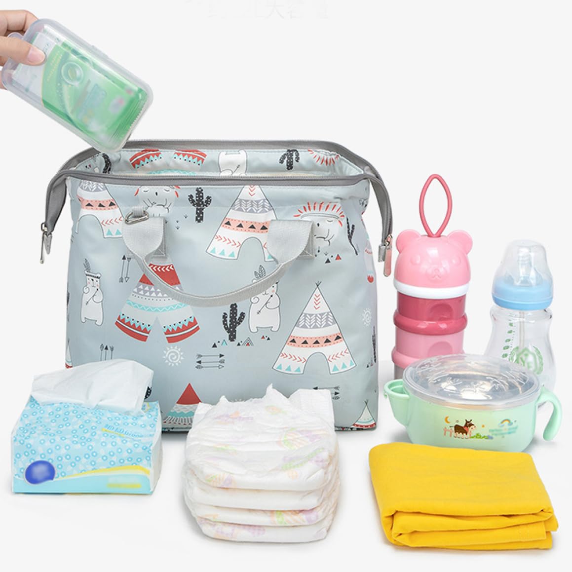 Waterproof Diaper Tote Bag - Large Portable Baby Organizer with Multiple Pockets | Perfect for Travel, Outings & Daycare | Durable Mom Essentials Changing Bag for On-the-Go Parents