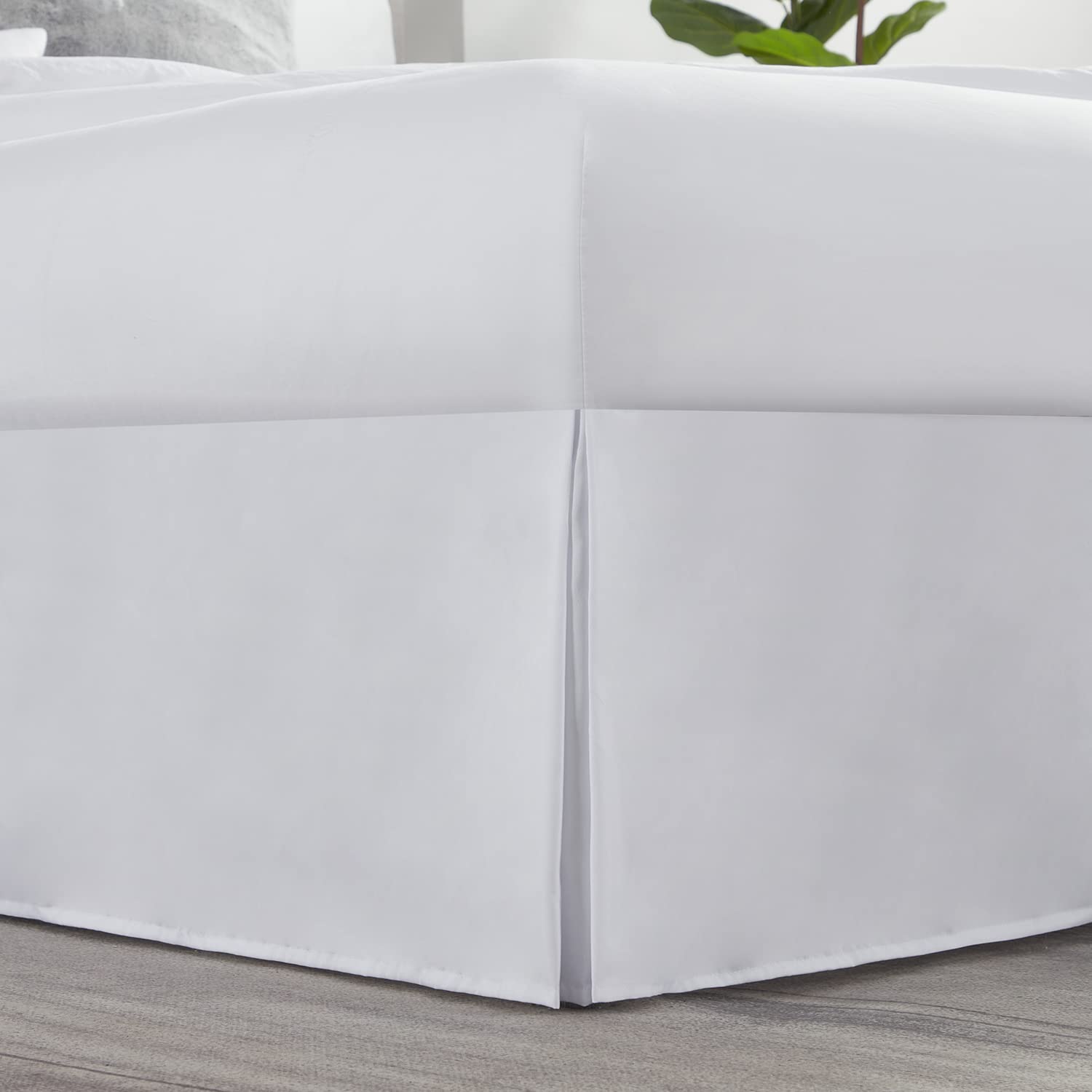 Nestle White King Size Bed Skirt - 14 Inch Drop Brushed Microfiber Bedskirt with Hotel-Quality Pleats | Shrink & Fade Resistant | Perfect for Luxury Bedrooms & Hotel Decor