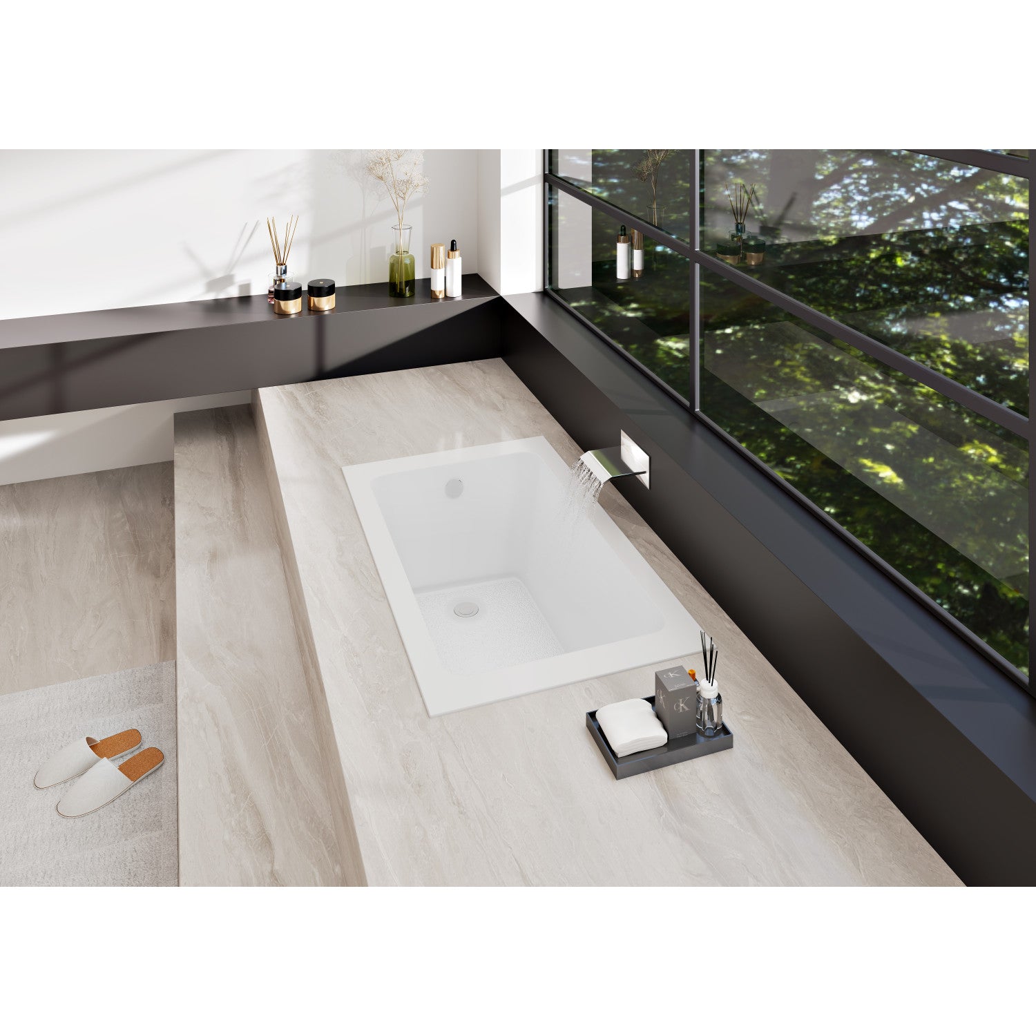 Aqua Eden 54 Inch Acrylic Rectangular Drop-In Bathtub with Anti-Skid Surface - Glossy White - Perfect for Modern Bathroom Renovation & Spa Relaxation