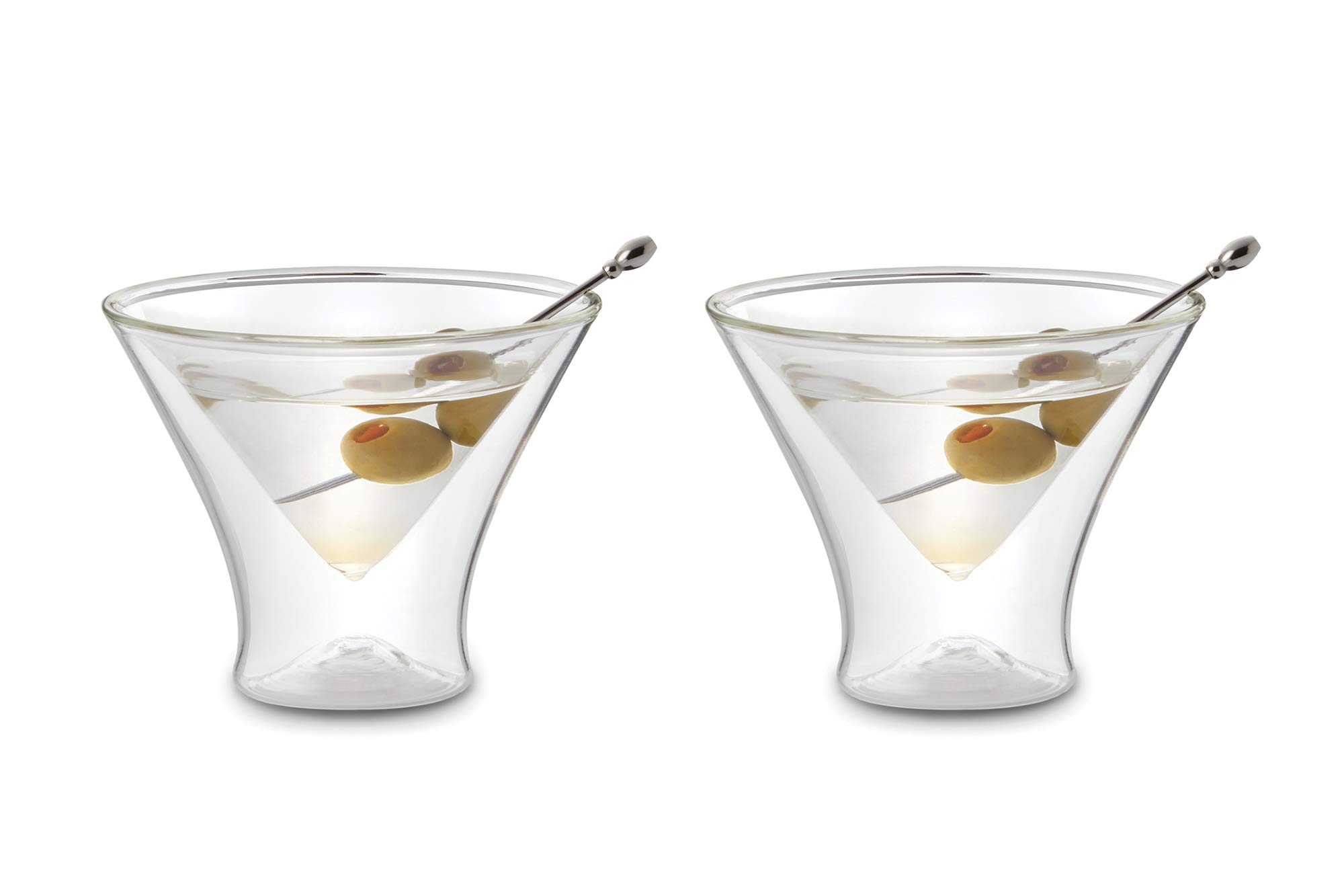Premium Double Wall Martini Glasses Set of 2 - Shatterproof Borosilicate Glass Cocktail Glasses for Chilled Drinks - Perfect for Home Bars, Parties & Elegant Entertaining