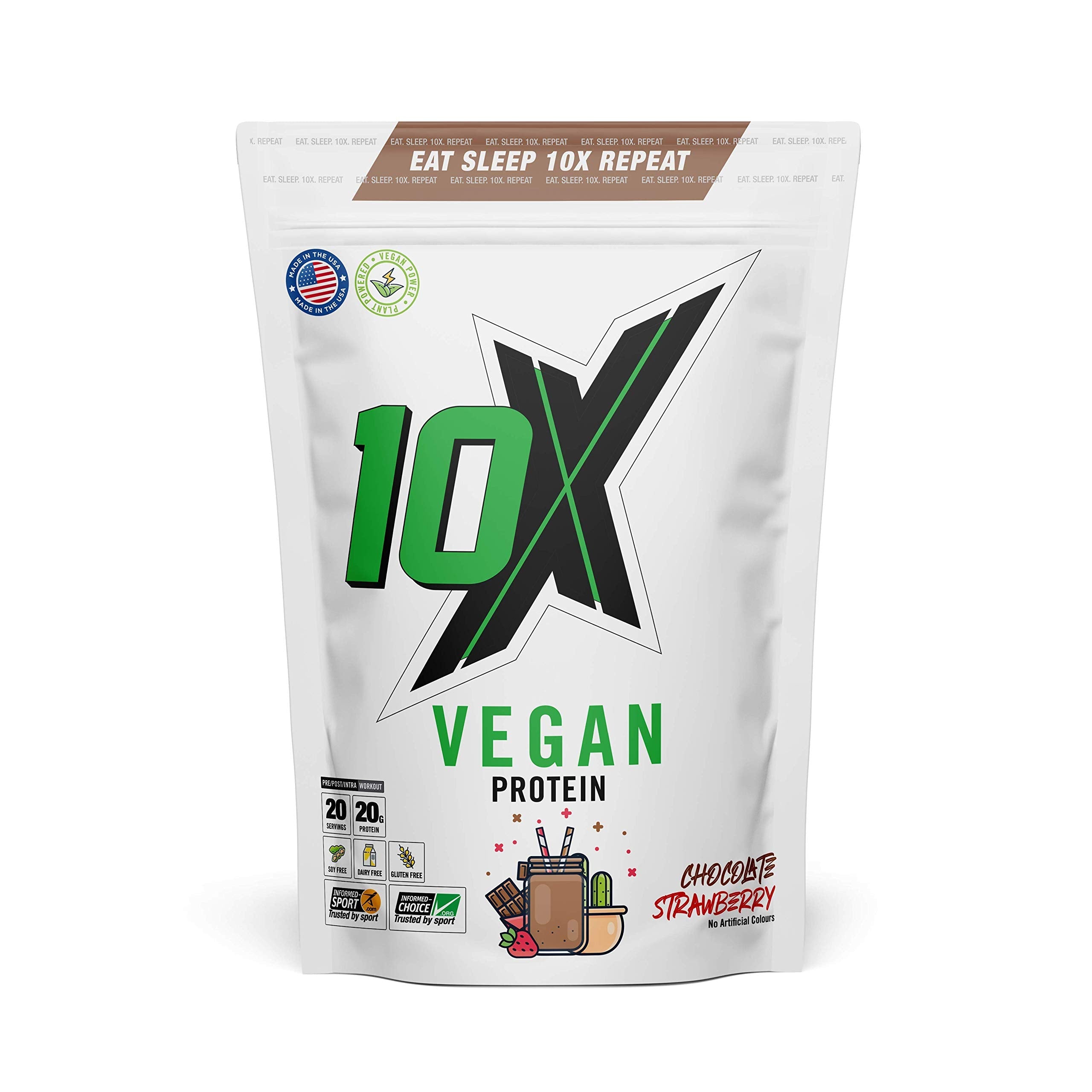 10X Athletic Vegan Protein Powder 540g - Plant-Based Protein for Muscle Recovery & Growth - Ideal for Post-Workout, Meal Replacement & Healthy Lifestyle