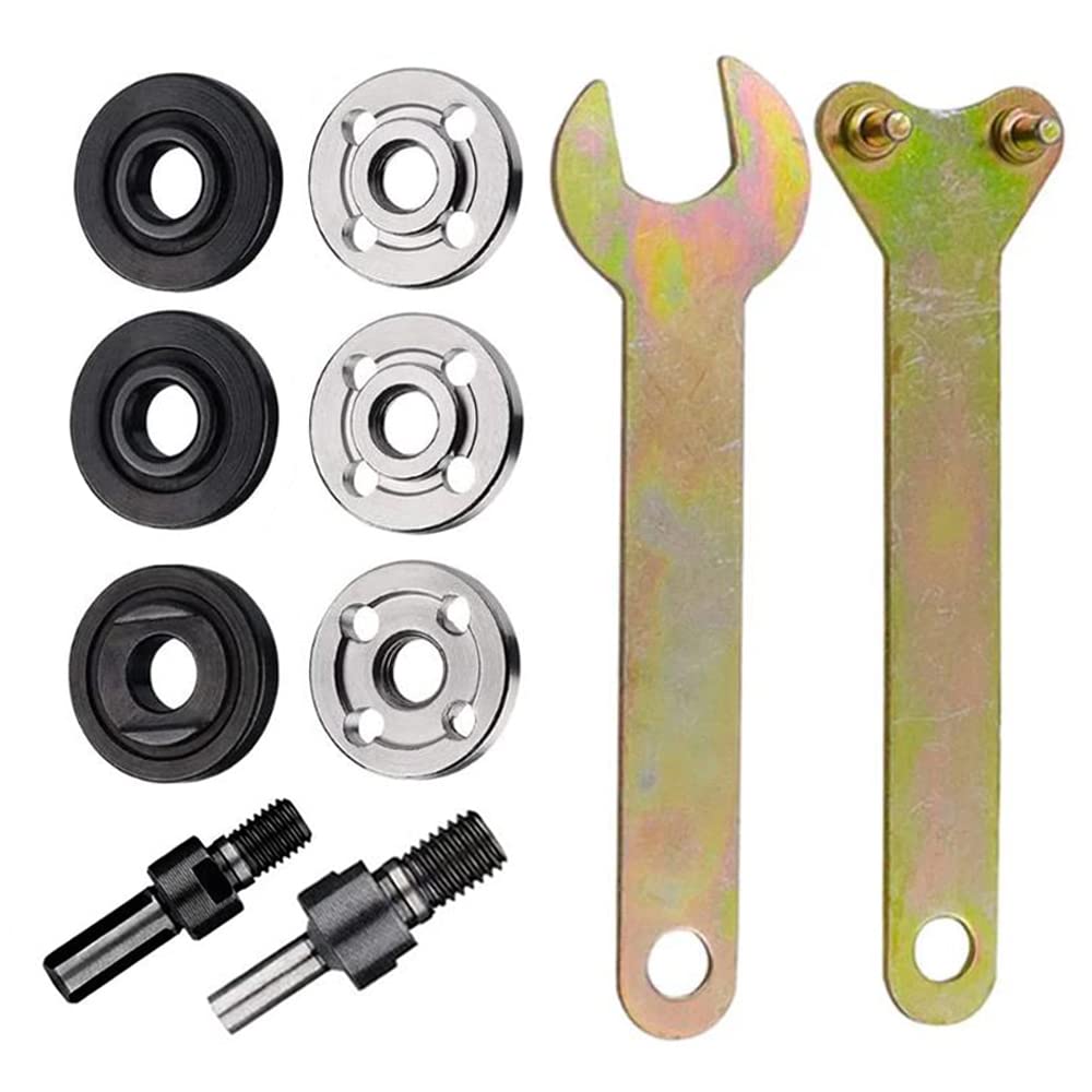6mm & 10mm Drill Angle Grinder Adapter Kit with 2 Spanner Wrenches & 3 Flange Nuts - Electric Drill to Angle Grinder Conversion Rod Set for Metal Cutting, Woodworking & DIY Projects
