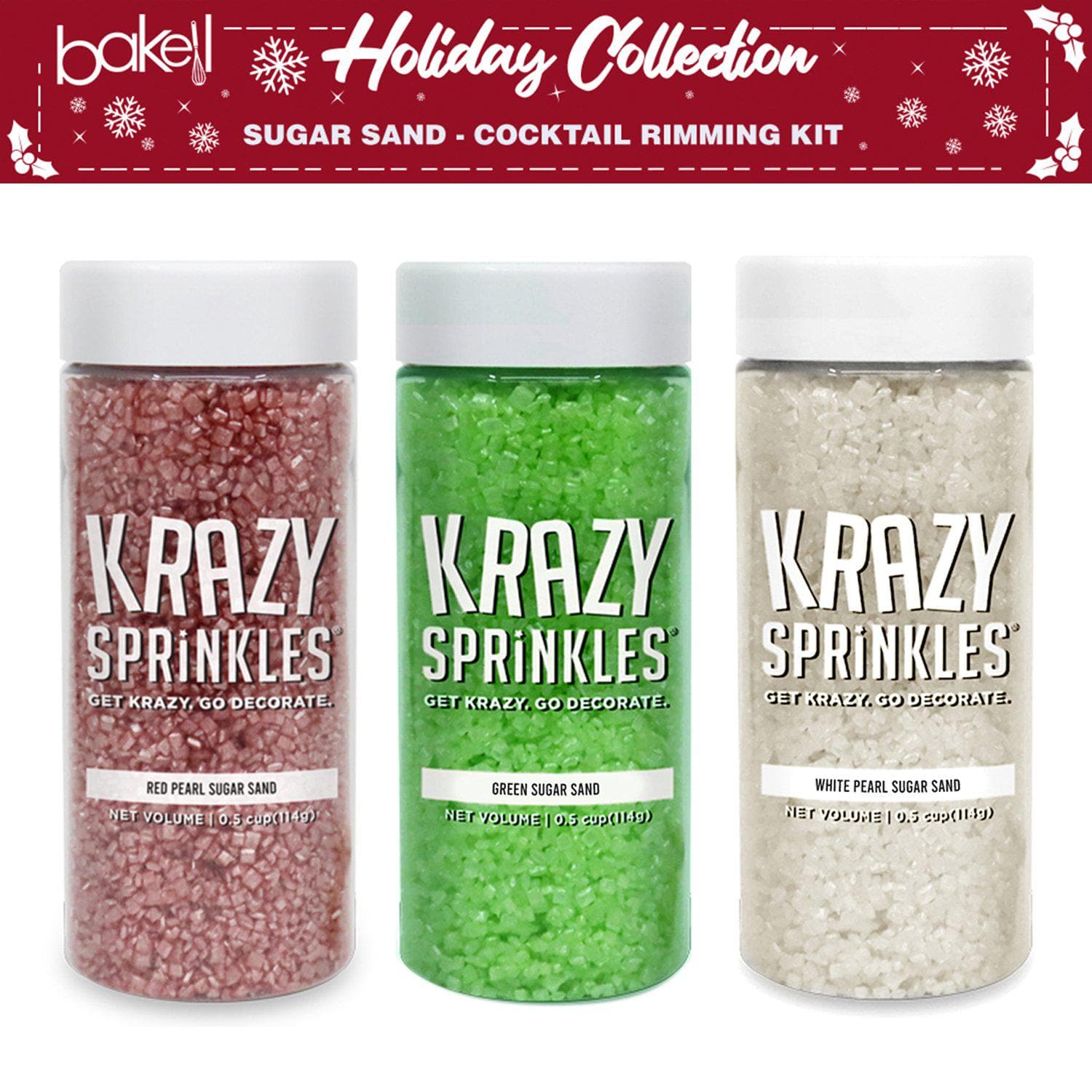 Christmas Cocktail Rimming Sugar Combo Pack - 3 PC Set for Margaritas, Martinis & Holiday Drinks - Perfect for Parties, Gifts & Festive Celebrations
