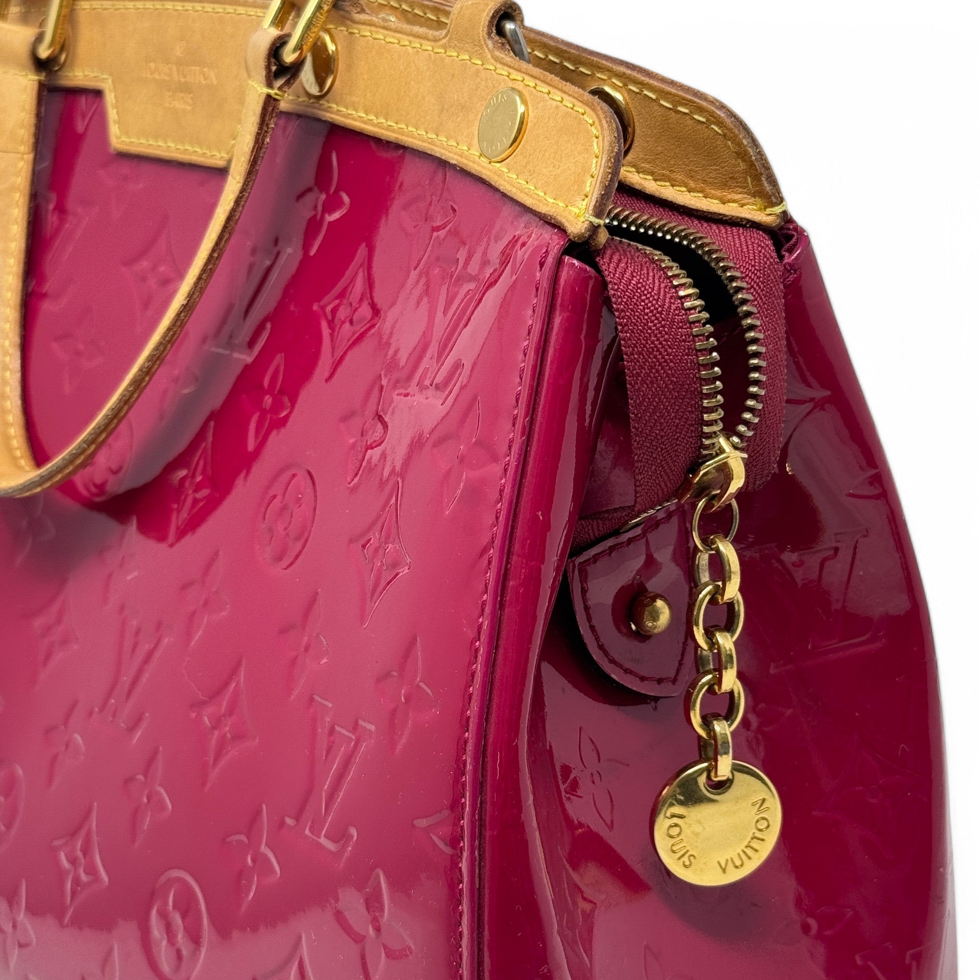 Authentic Louis Vuitton Rose Indien Vernis Brea MM Handbag - Luxury Leather Shoulder Bag for Women | Perfect for Office, Evening Events & Travel Accessories
