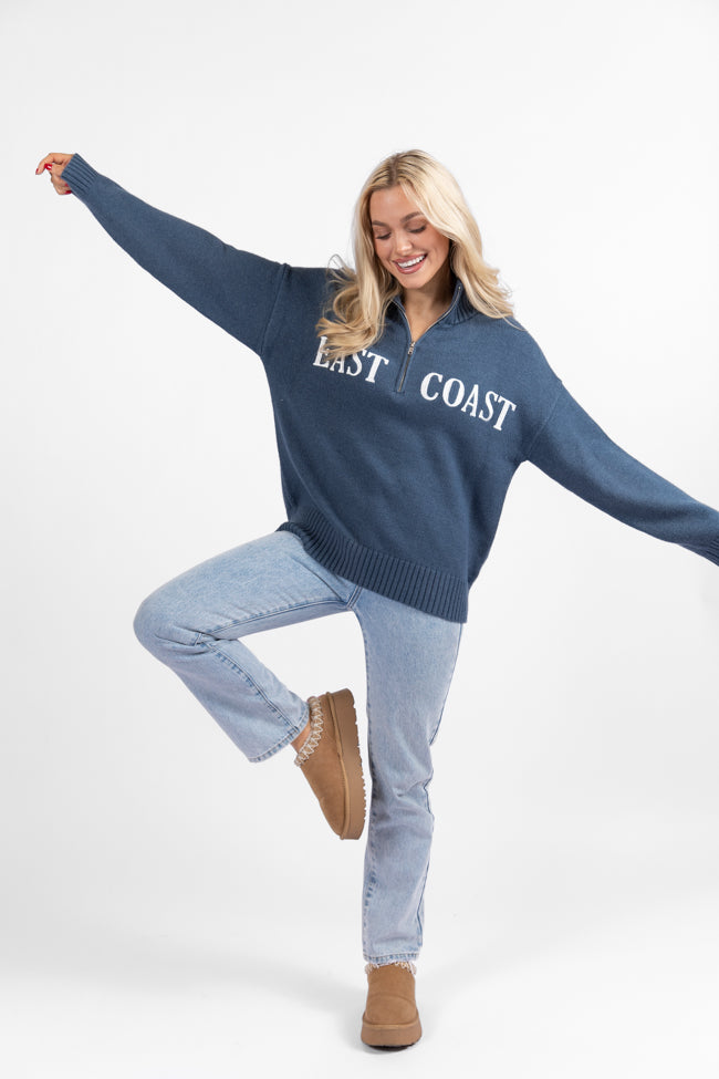 Roll With It Navy East Coast Quarter Zip Sweater - Men's Casual Pullover for Fall & Winter | Perfect for Outdoor Activities, Travel, and Work