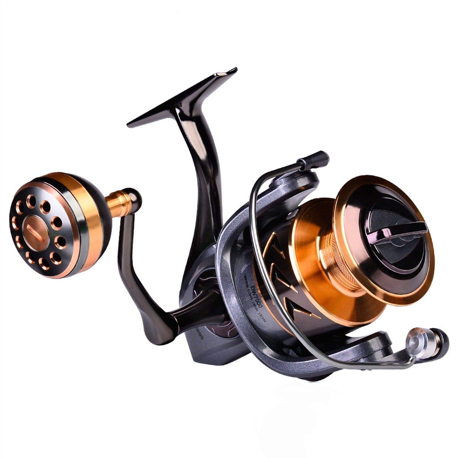 Premium CNC Precision-Carved Fishing Reel - 46LB Drag Metal Tripod Spinning Wheel - Ambidextrous Left/Right Hand Design - Long Cast Baitcaster Reel 2000-7000 Series for Saltwater & Freshwater Fishing - Ideal for Surf Casting, Boat Fishing, and Bass Angling (Model: DW2000)