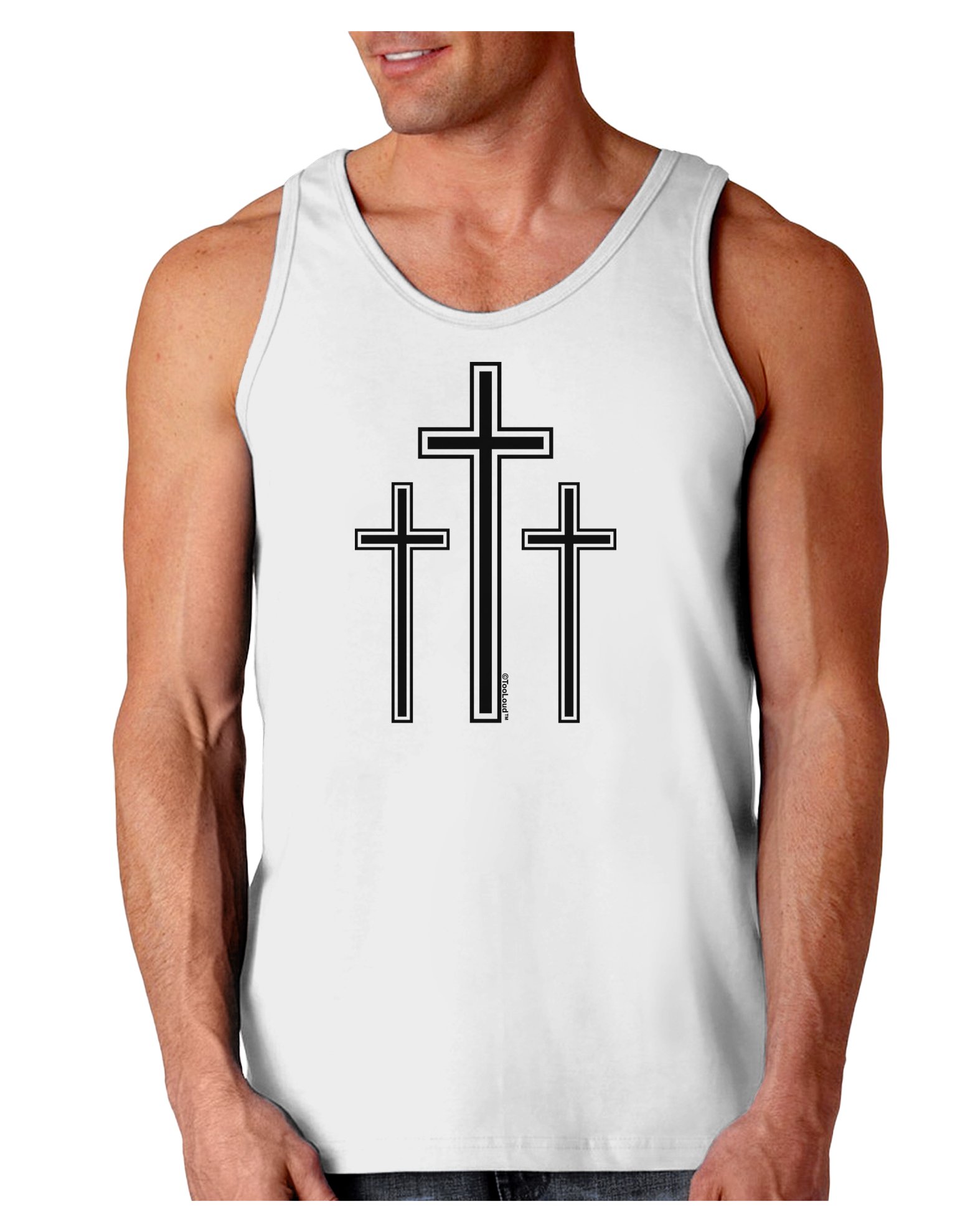 TooLoud Three Cross Design Easter Graphic Loose Fit Tank Top for Women - Casual Summer Wear, Beach Outfit, Festival Fashion