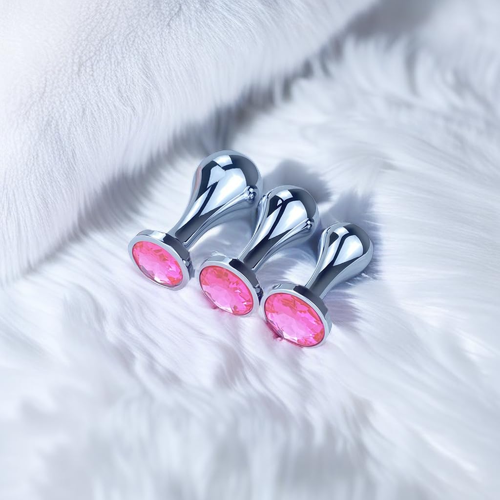 Premium Metal Anal Plug Trainer Kit - Prostate Massage & Stimulation Sex Toy for Men & Women (Pink) | Luxury Jewelry Design for Enhanced Comfort & Pleasure | Perfect for Couples Play, Solo Exploration & BDSM Scenes