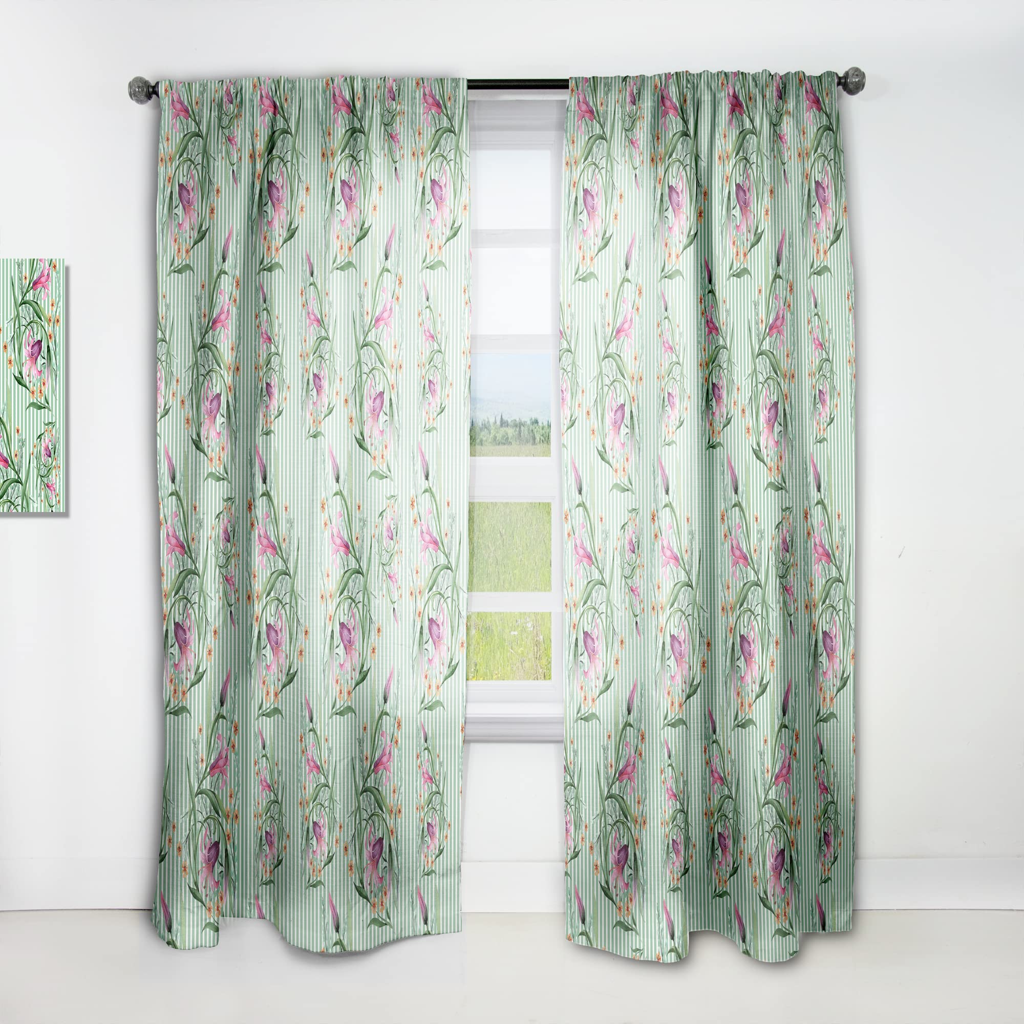 DesignQ Floral Botanical Retro IX Thermal Insulated Curtains - 52x108 Inch Single Panel Window Drapes for Bedroom & Living Room - Perfect for Home Decor, Light Filtering & Privacy